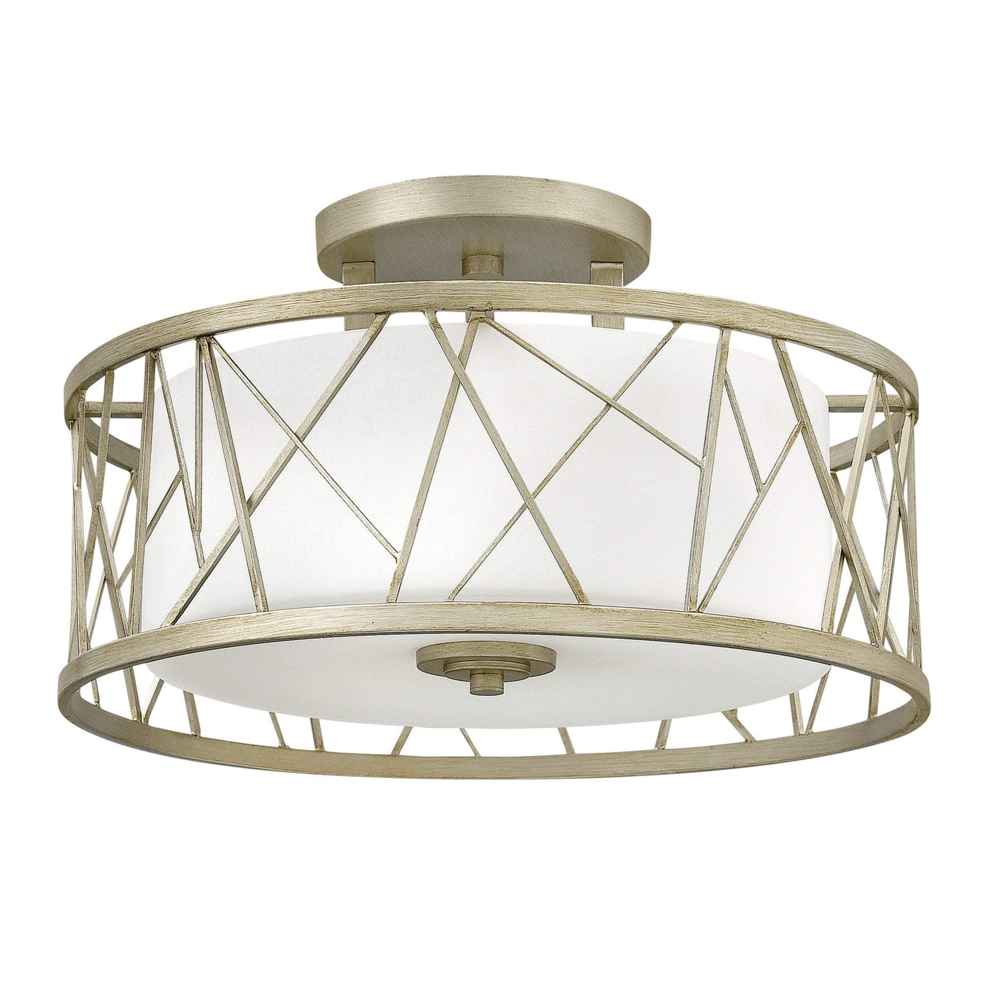 Hinkley Nest 3 Light Semi Flush - Silver Leaf