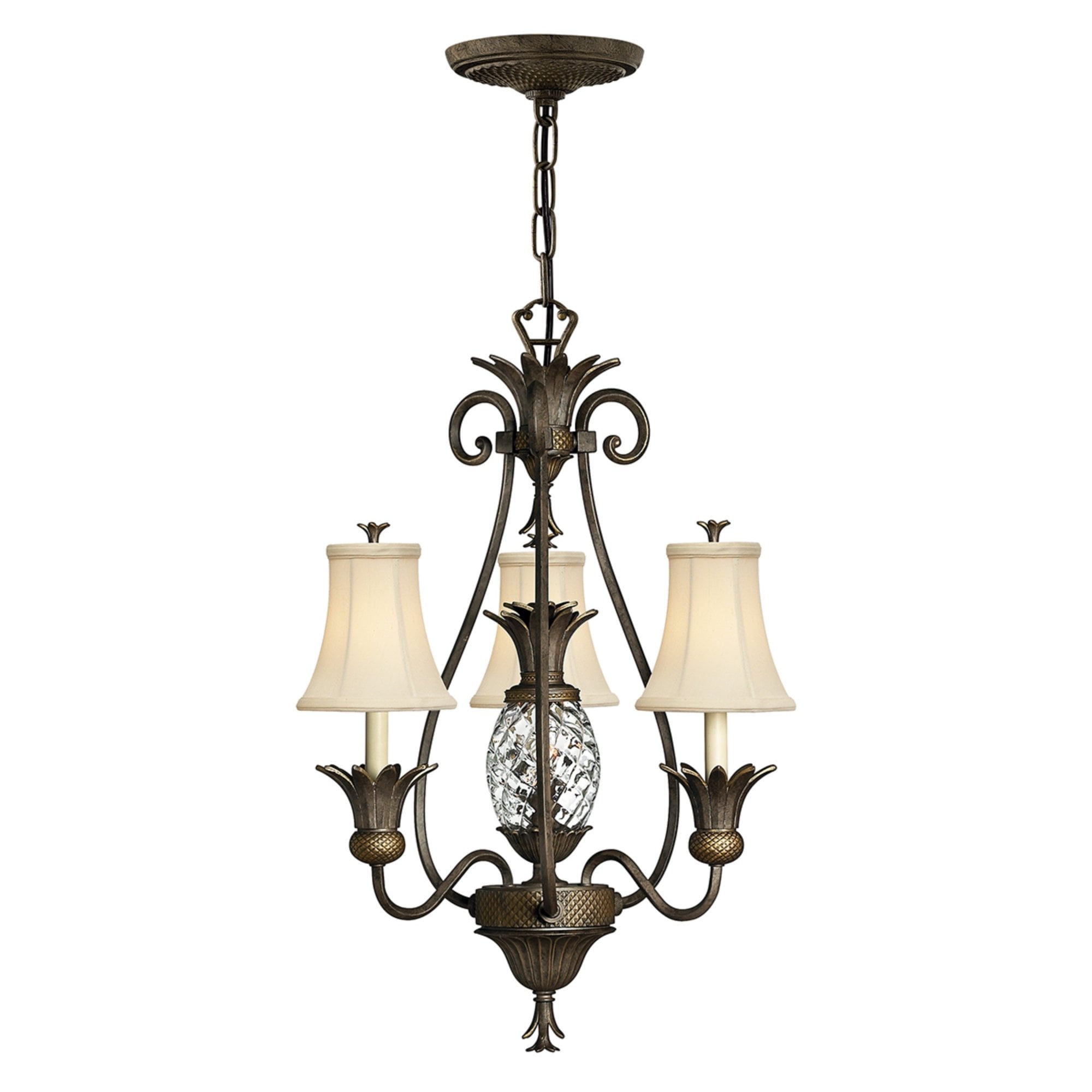 Hinkley Plantation 3 Light Chandelier Pearl Bronze