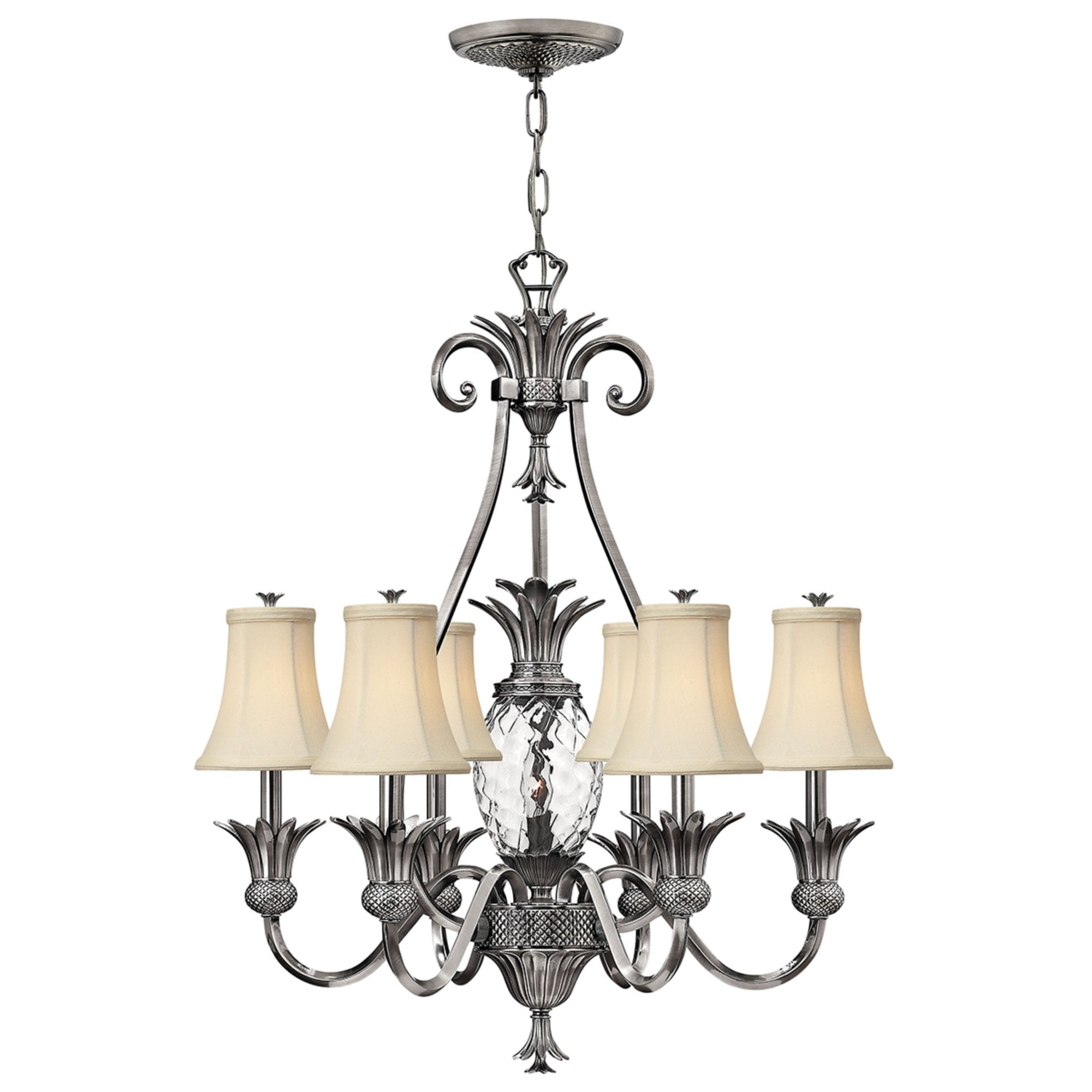 Hinkley Plantation 7 Light Chandelier - Polished Antique Nickel