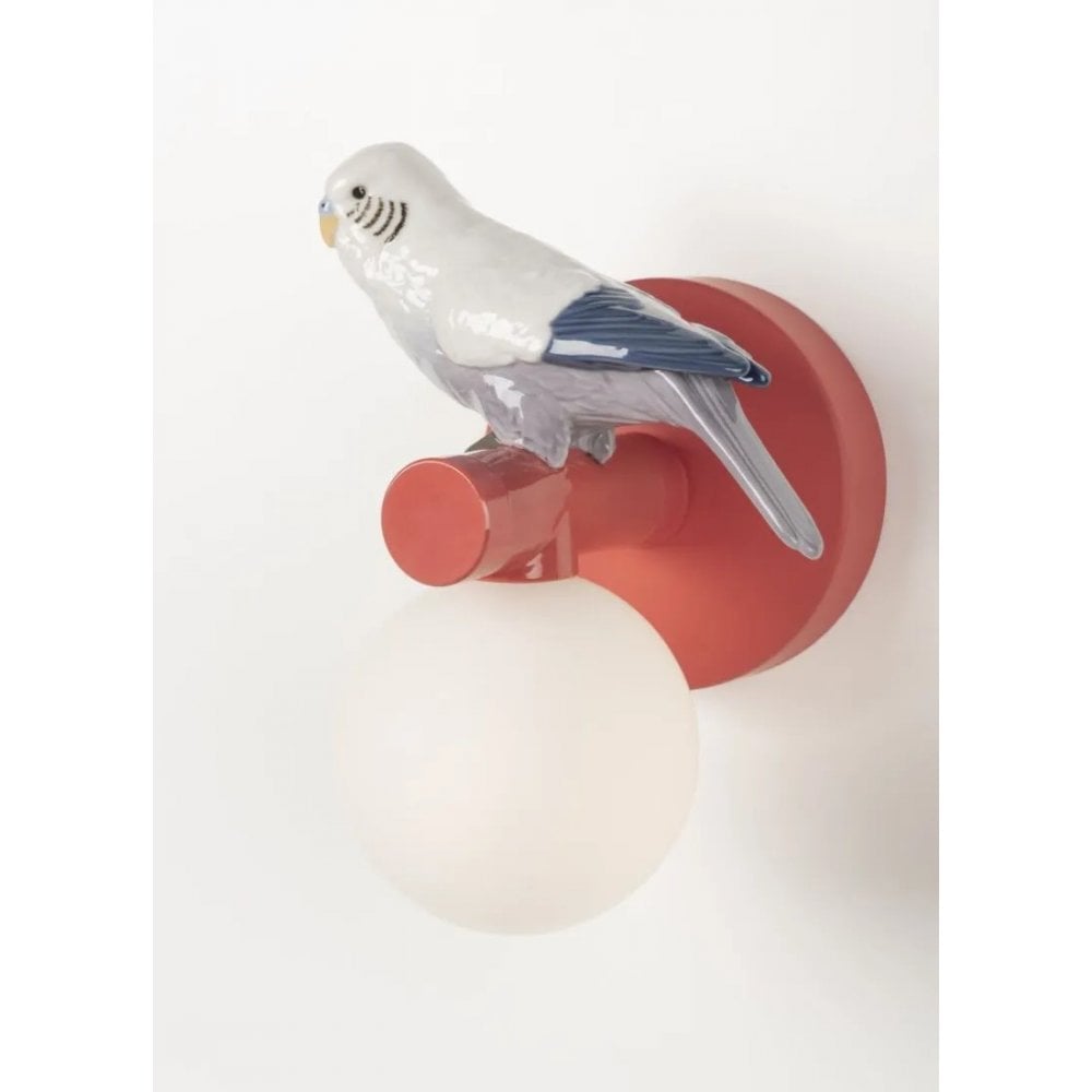 Lladro Parrot Left Wall Sconce Light - Coral