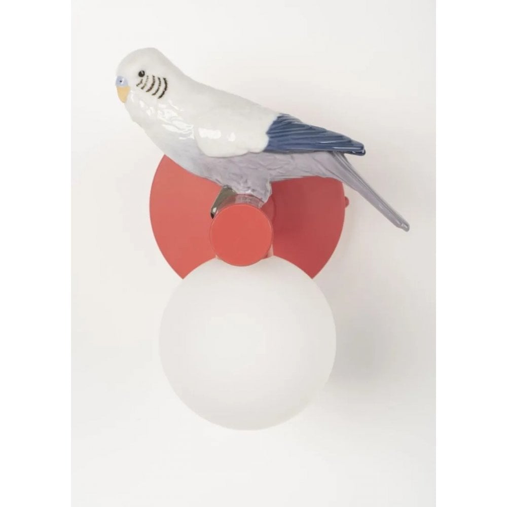 Lladro Parrot Left Wall Sconce Light - Coral