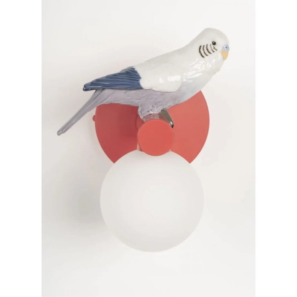 Lladro Parrot Right Wall Sconce Light - Coral