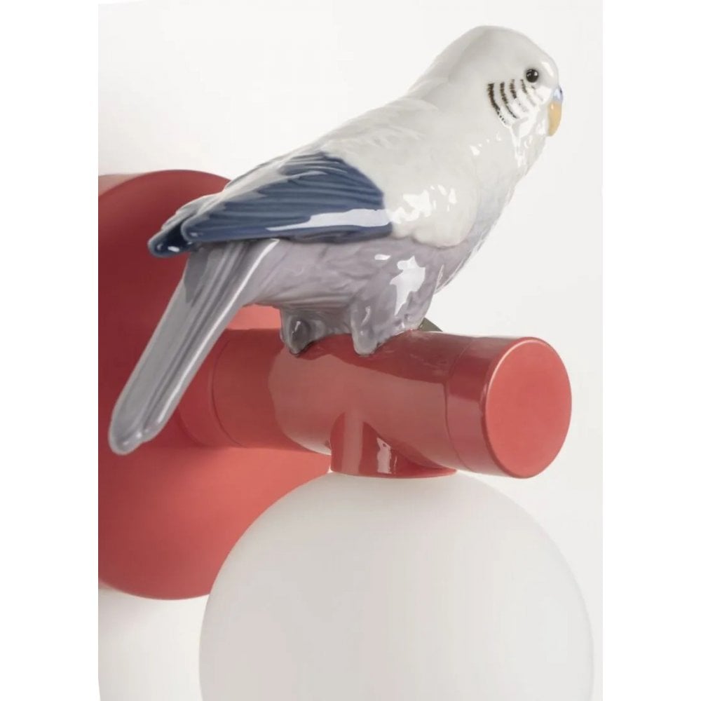 Lladro Parrot Right Wall Sconce Light - Coral