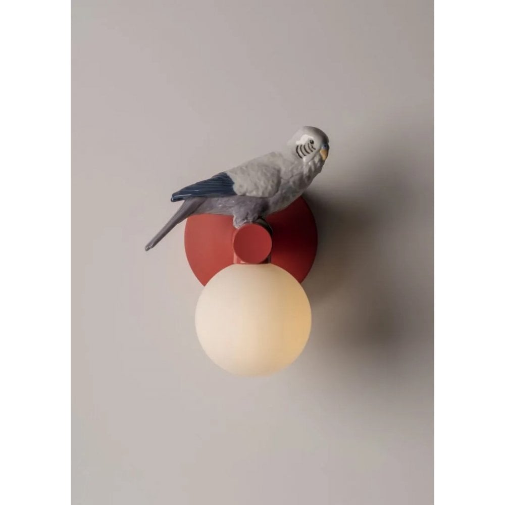 Lladro Parrot Right Wall Sconce Light - Coral