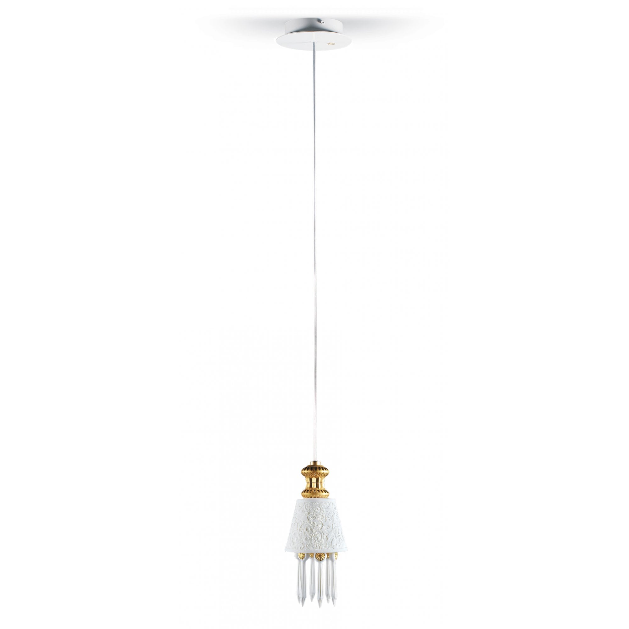 Lladro Belle De Nuit Lithophane Hanging Lamp - Golden Luster