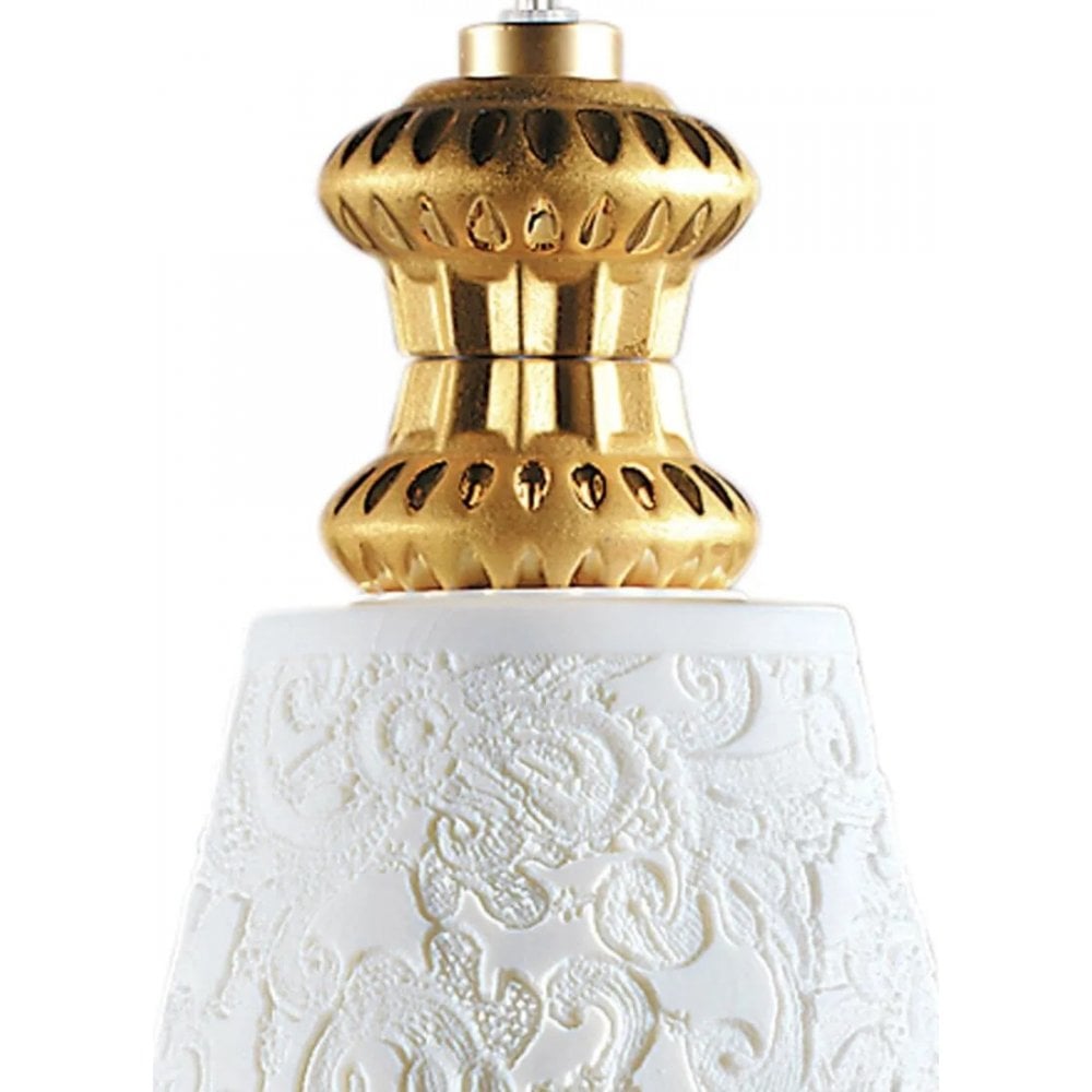 Lladro Belle De Nuit Lithophane Hanging Lamp - Golden Luster