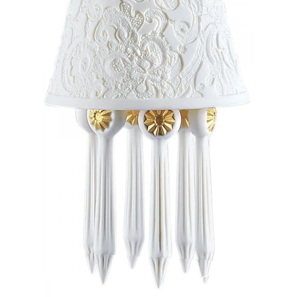 Lladro Belle De Nuit Lithophane Hanging Lamp - Golden Luster