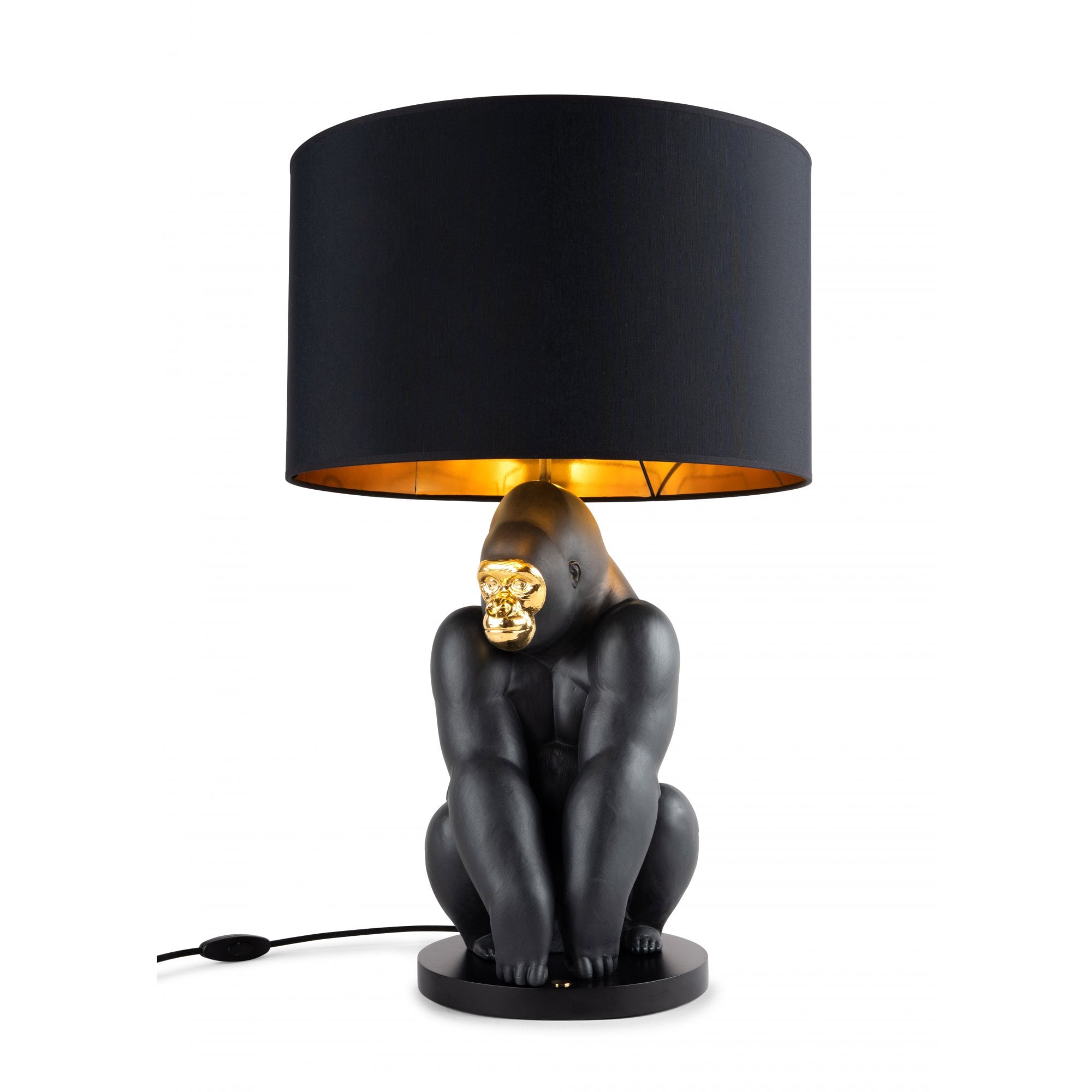 Lladro Gorilla Lamp - Black & Gold