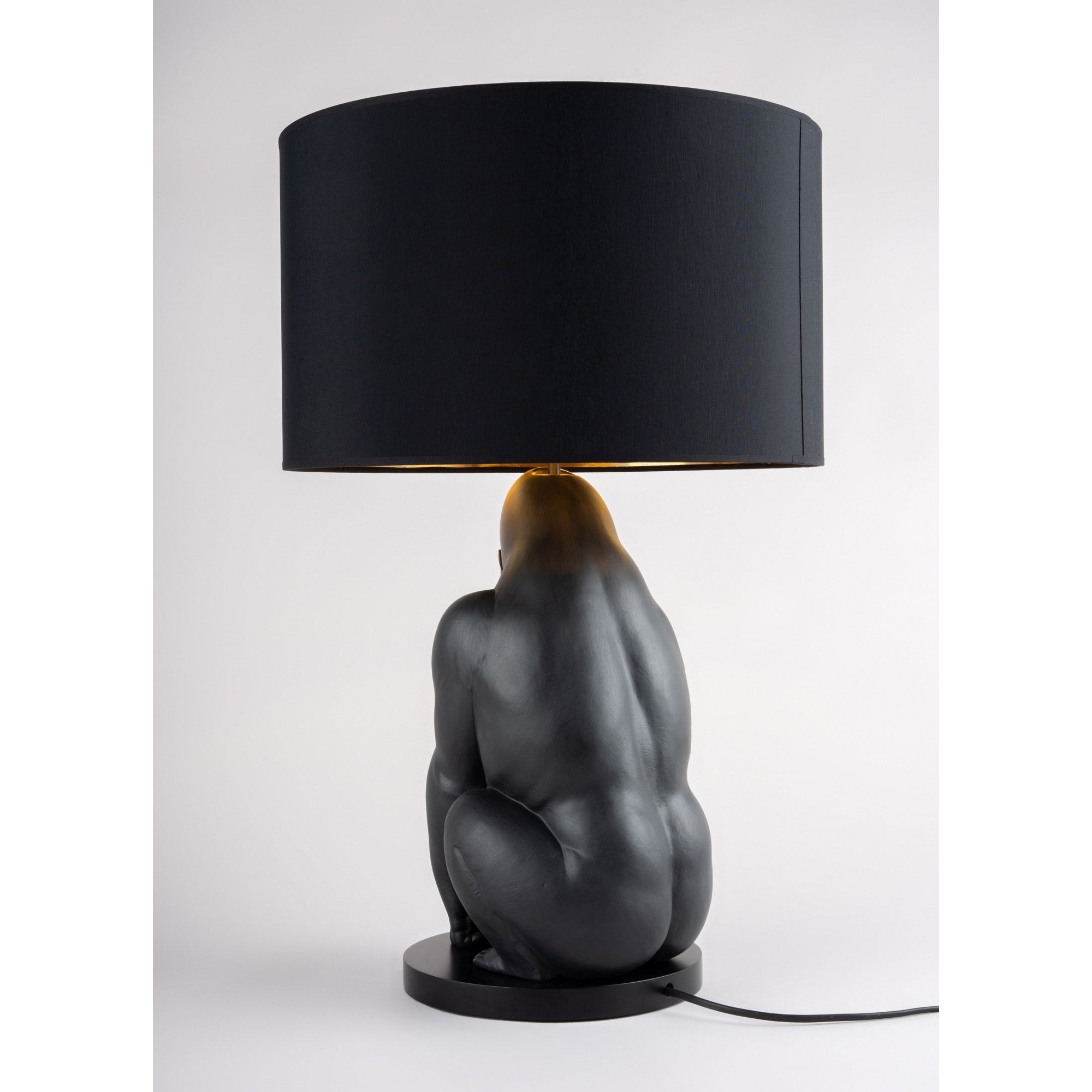 Lladro Gorilla Lamp - Black & Gold