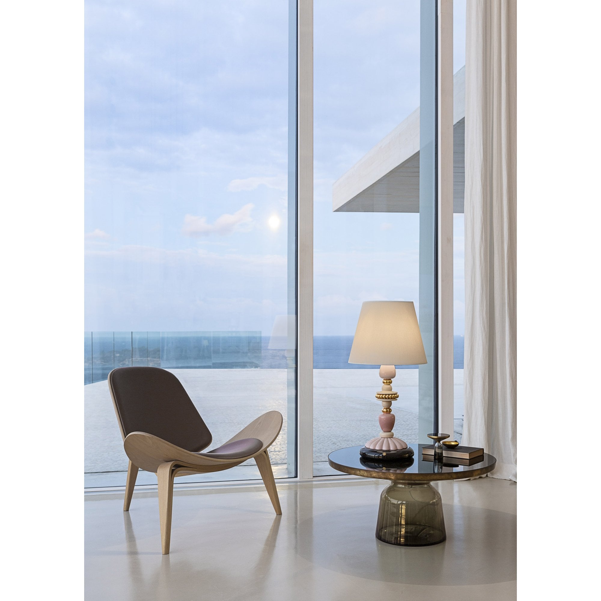 Lladro Firefly Table Lamp - Pink & Golden Luster