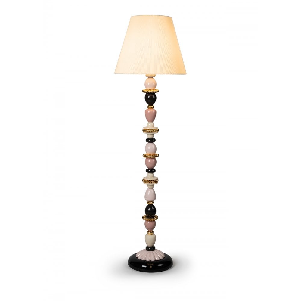 Lladro Firefly Floor Lamp - Pink & Golden Luster