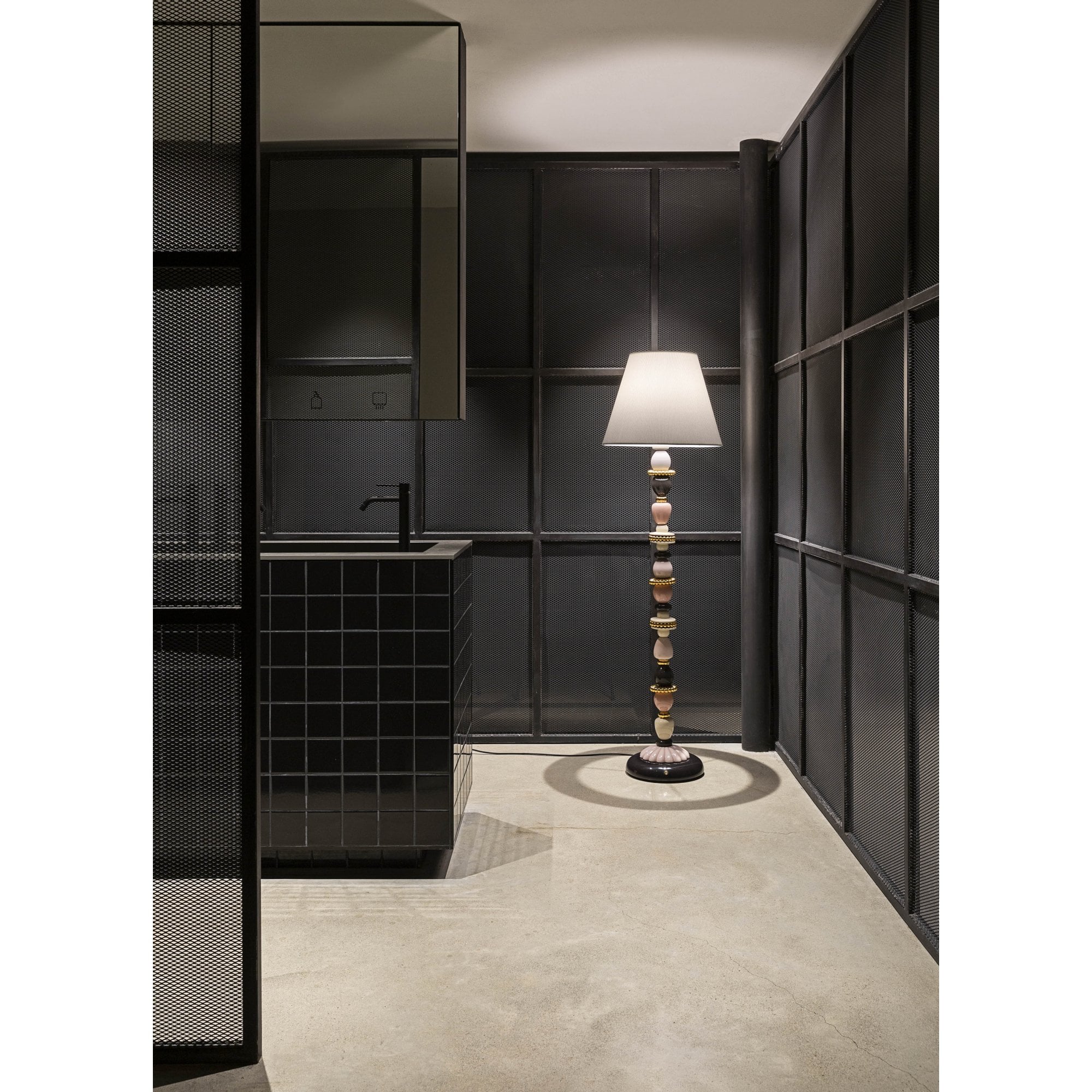 Lladro Firefly Floor Lamp - Pink & Golden Luster