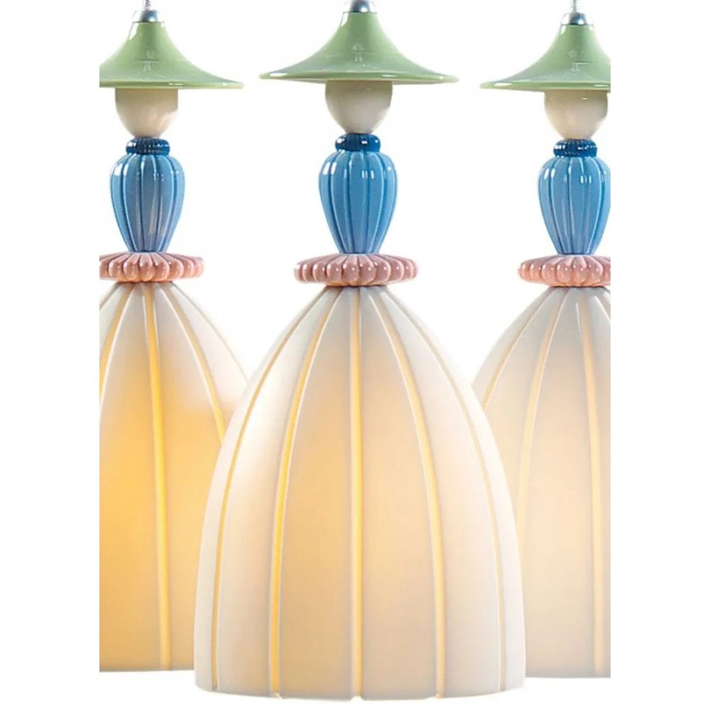 Lladro Mademoiselle 3 Light Round Canopy Ceiling Lamp - Sharing Secrets