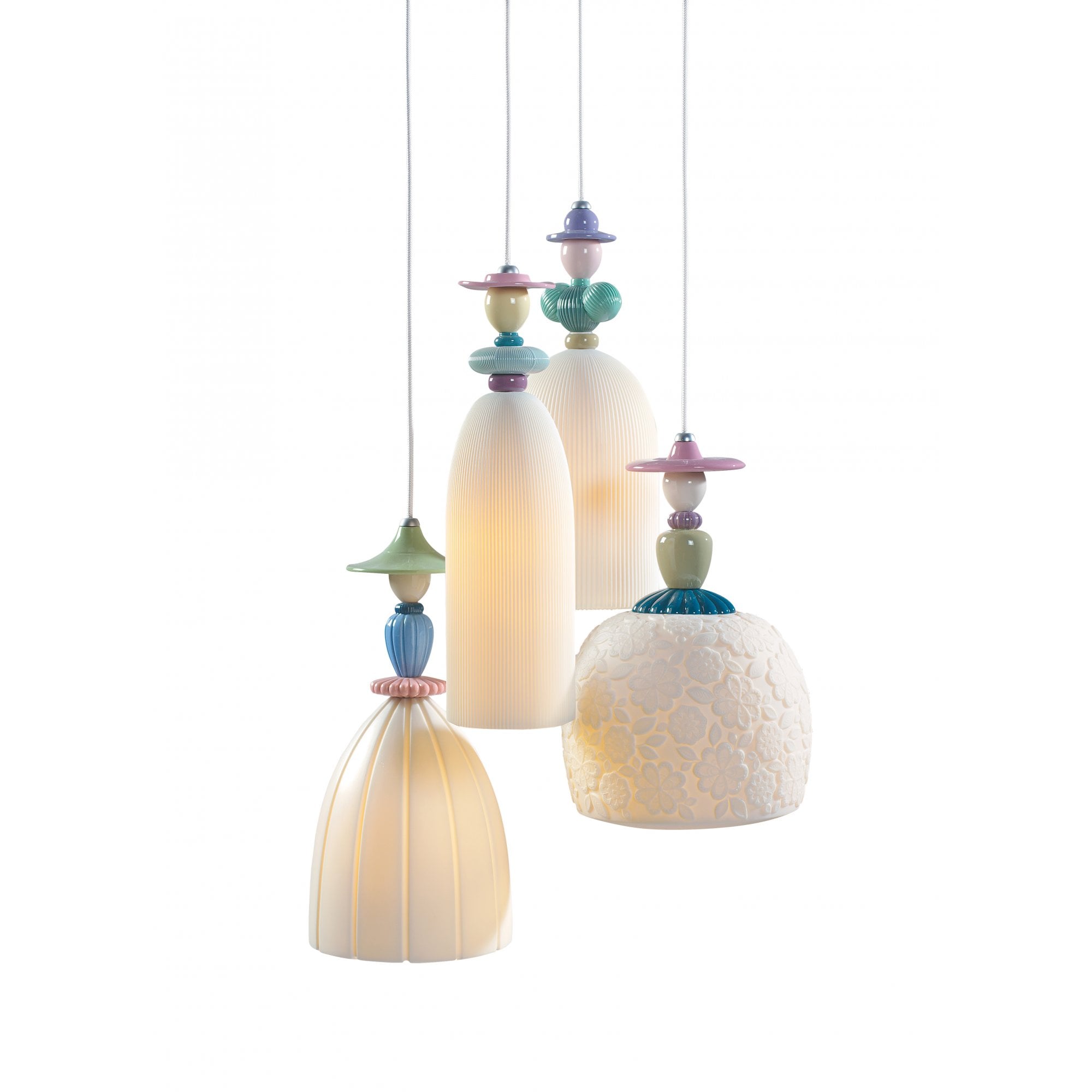 Lladro Mademoiselle 4 Light Ceiling Lamp - Walking On The Beach