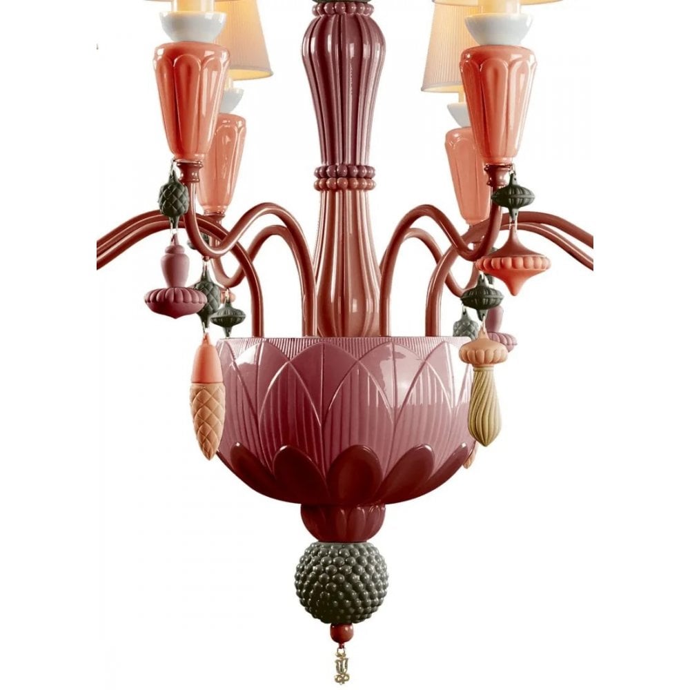 Lladro Ivy & Seed 8 Light Chandelier - Red Coral