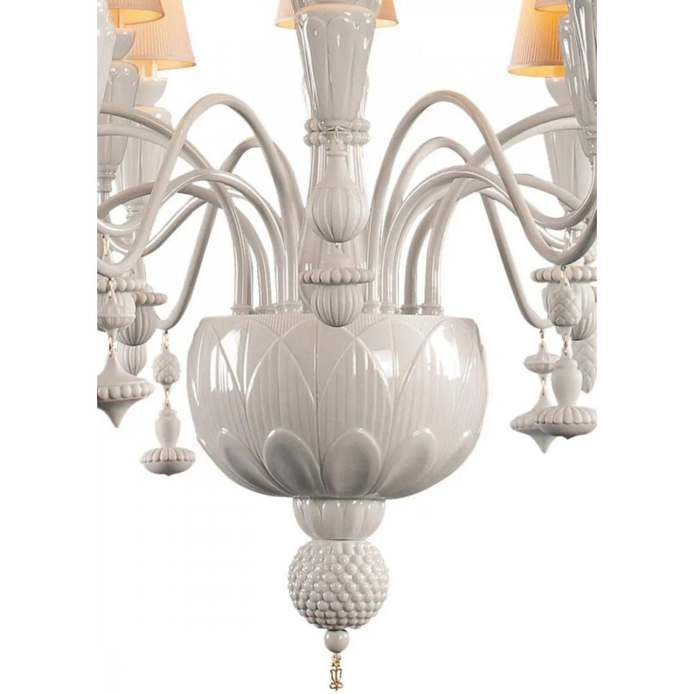 Lladro Ivy & Seed 16 Light Medium Flat Chandelier - White