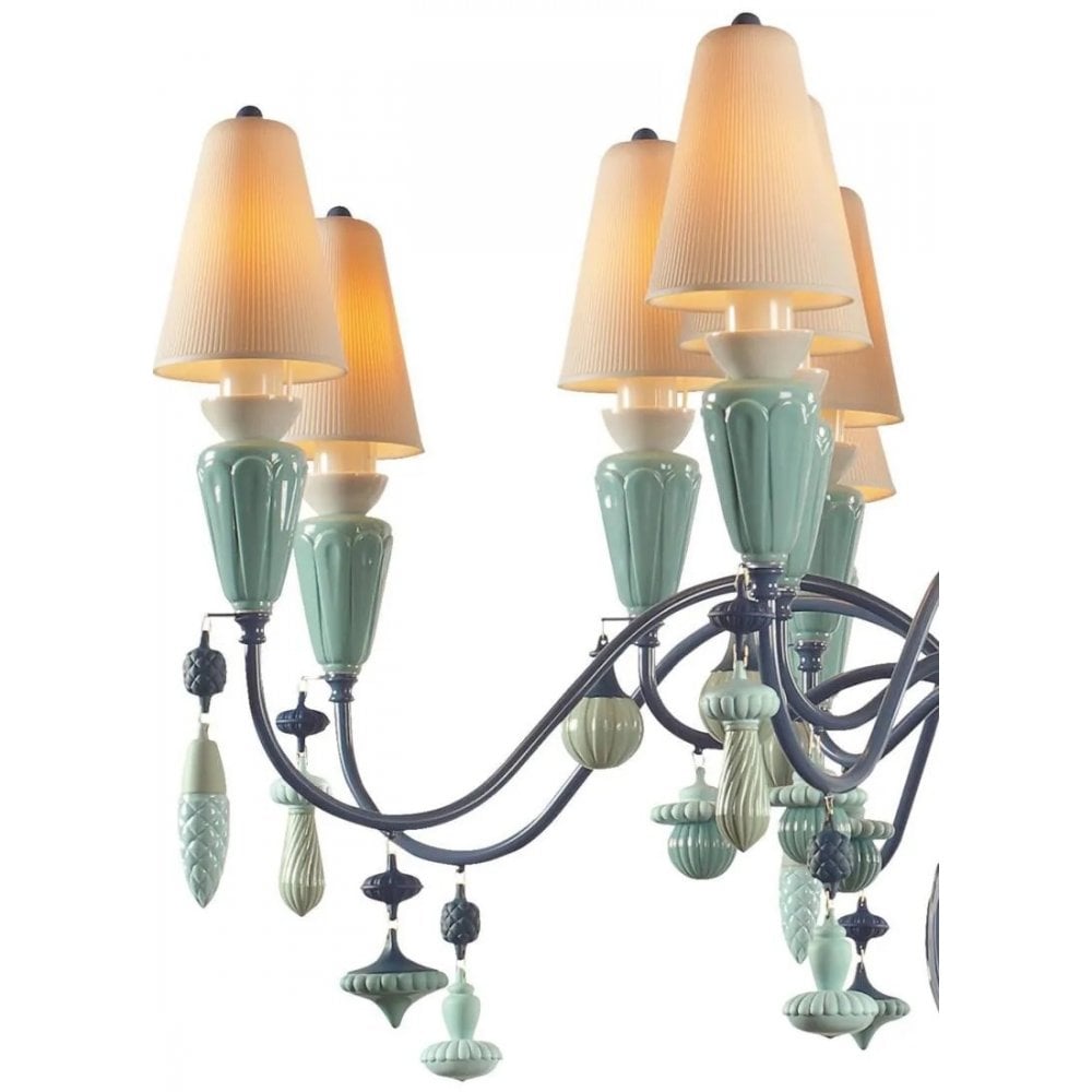 Lladro Ivy & Seed Medium Flat 16 Light Chandelier - Ocean