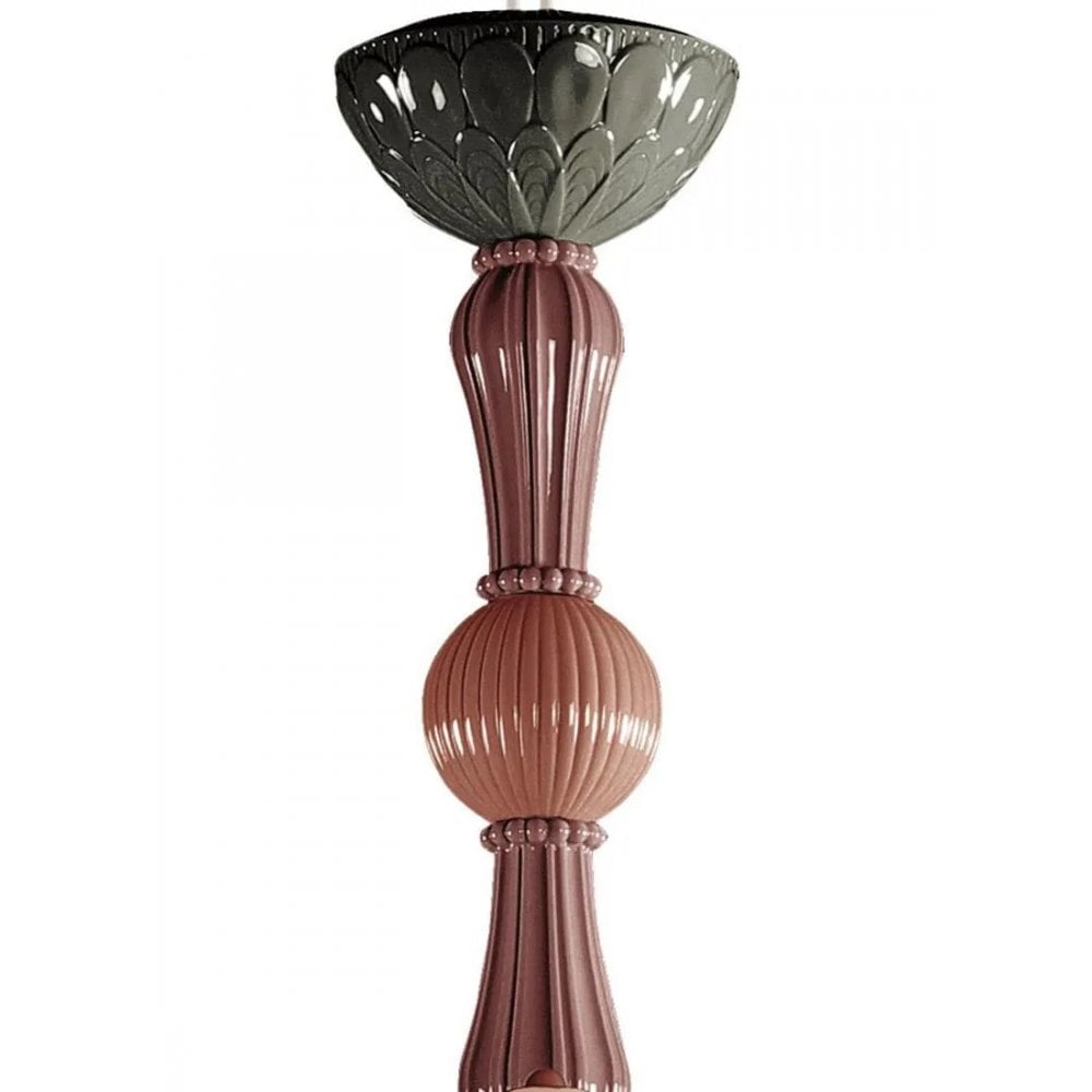 Lladro Ivy & Seed Medium Flat 16 Light Chandelier - Red Coral