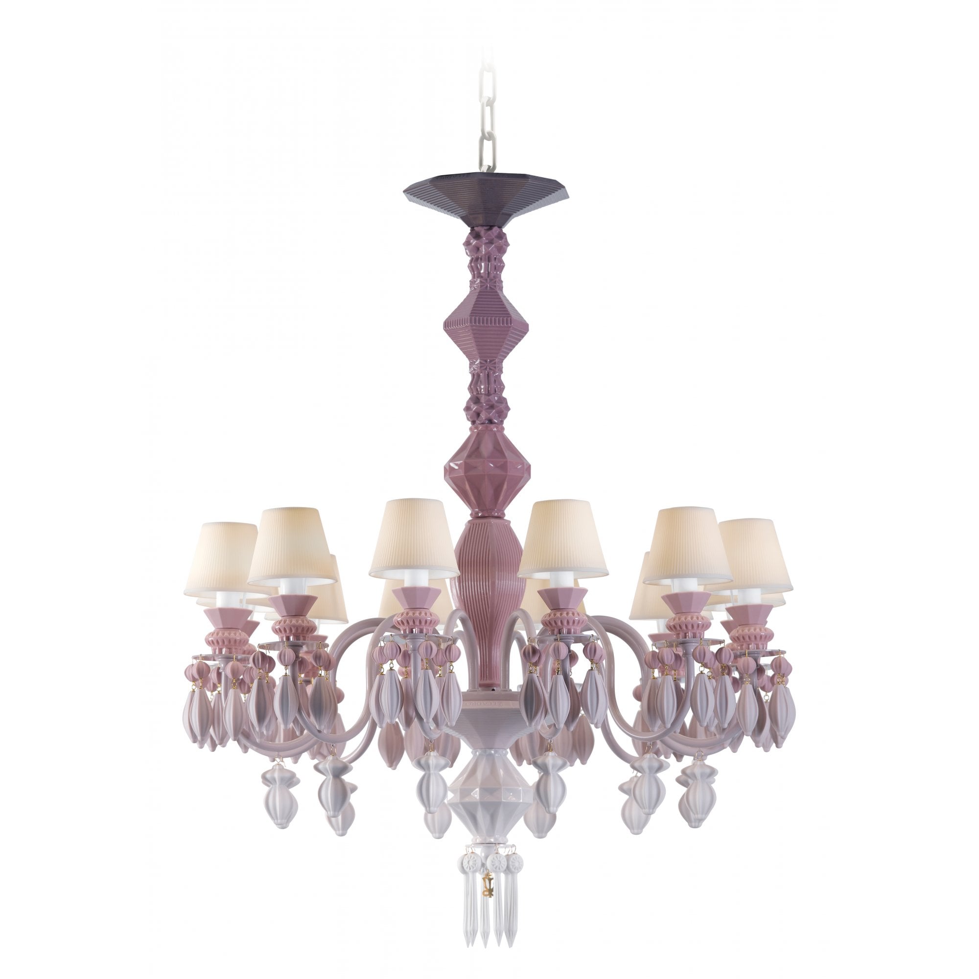 Lladro Belle De Nuit 12 Light Chandelier - Pink