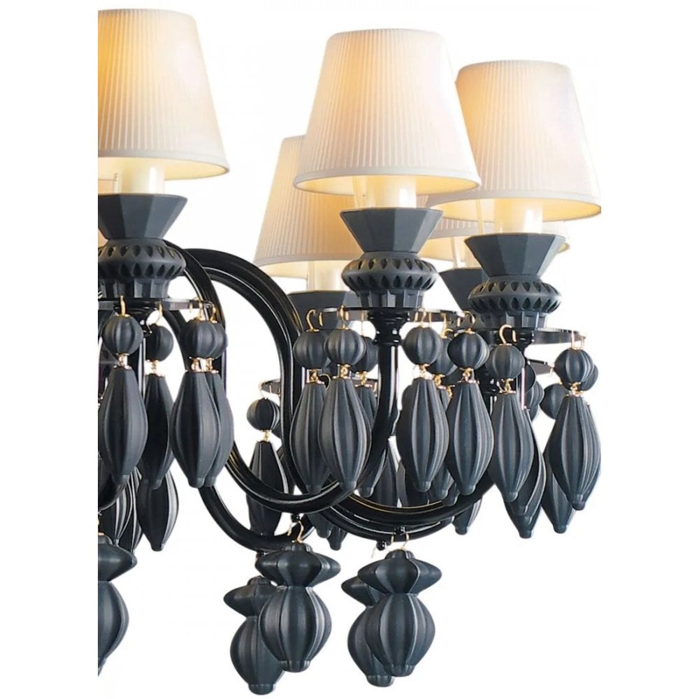 Lladro Belle De Nuit 12 Light Chandelier - Absolute Black