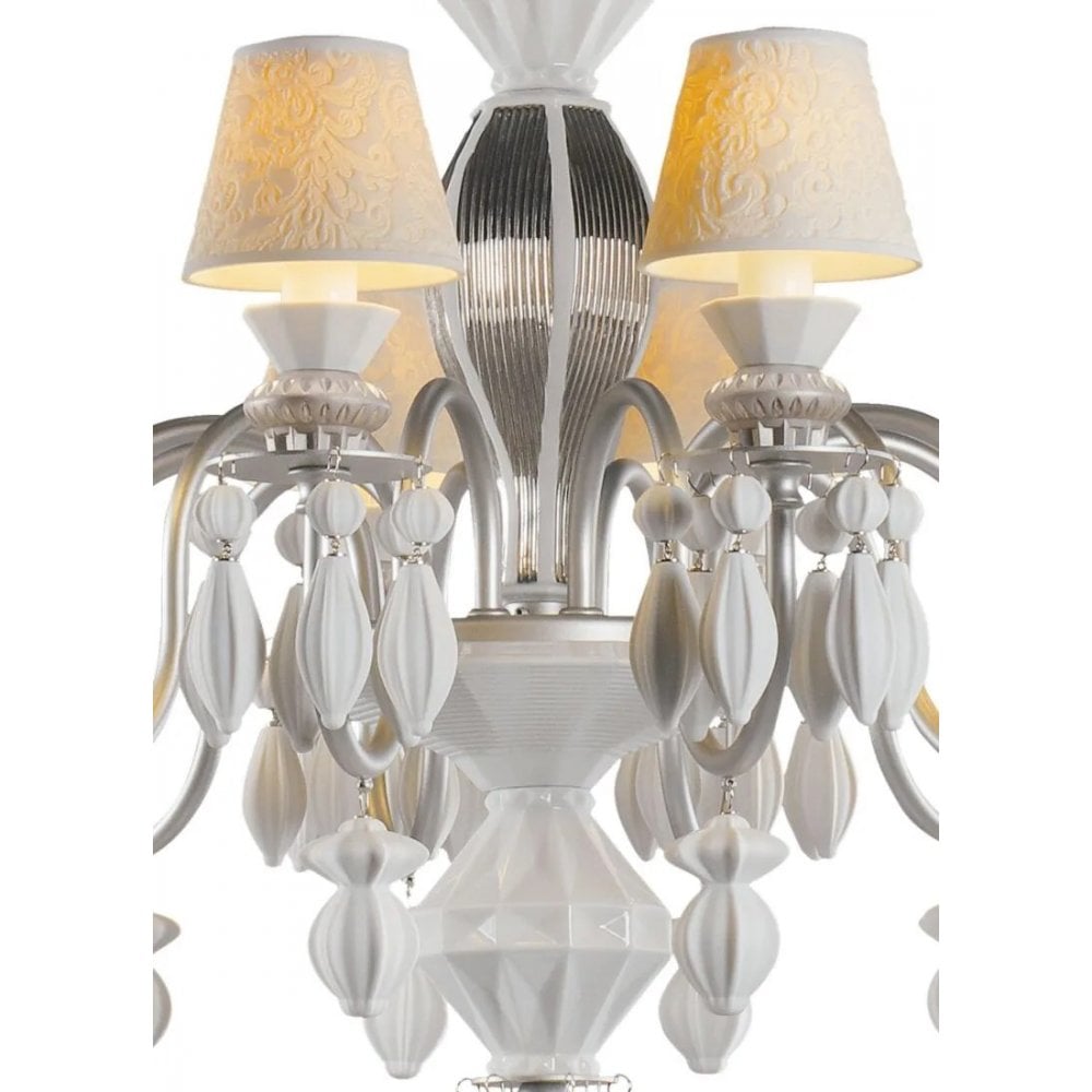 Lladro Belle De Nuit 12 Light Chandelier - Silver Luster