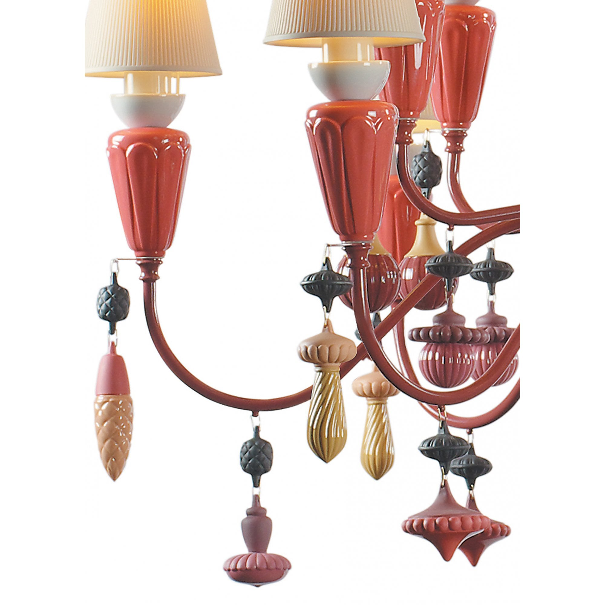 Lladro Ivy & Seed Medium 20 Light Chandelier - Red Coral
