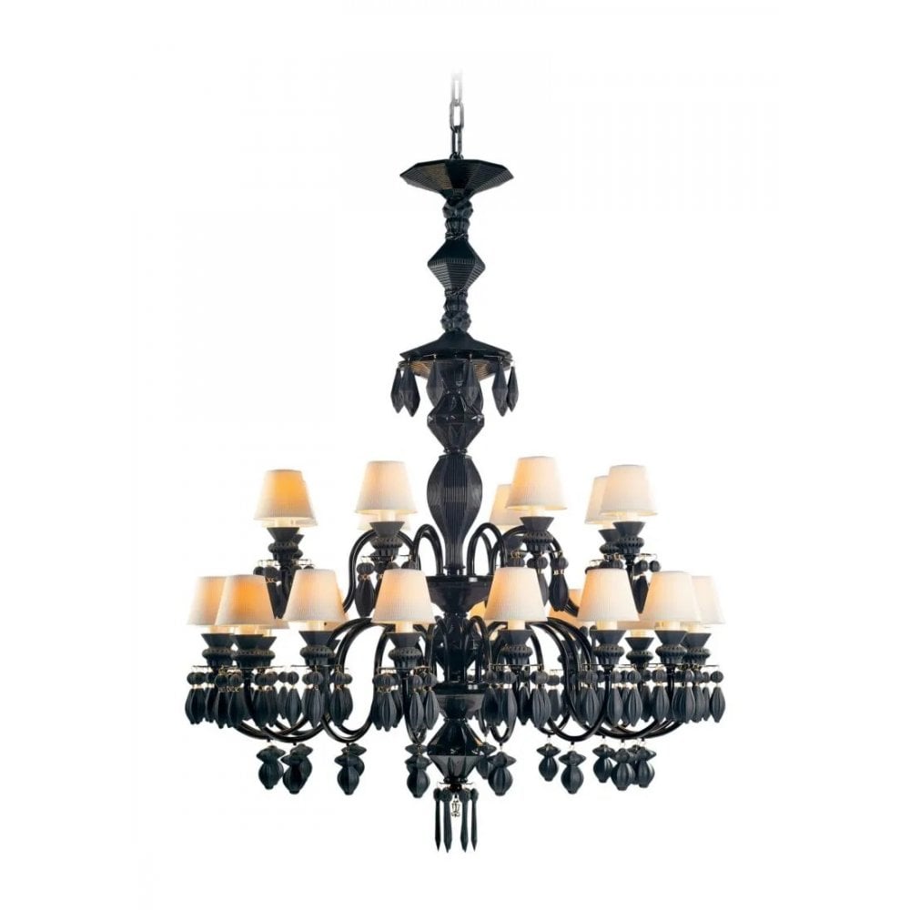 Lladro Belle De Nuit 24 Light Chandelier - Absolute Black