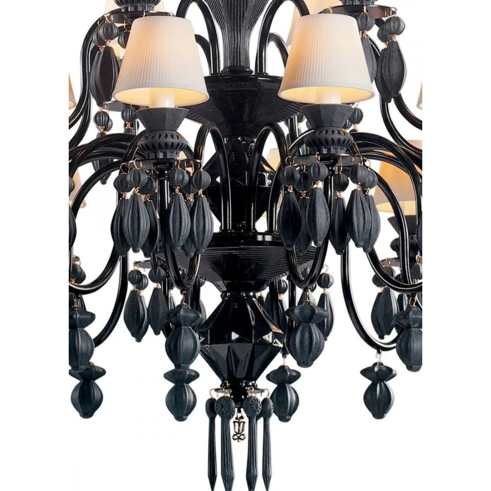 Lladro Belle De Nuit 24 Light Chandelier - Absolute Black