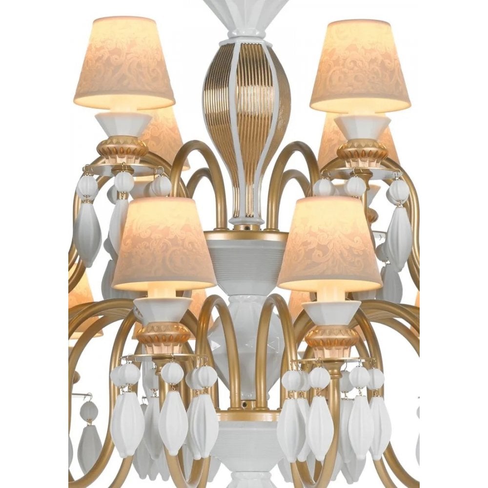 Lladro Belle De Nuit 24 Light Chandelier - Golden Luster