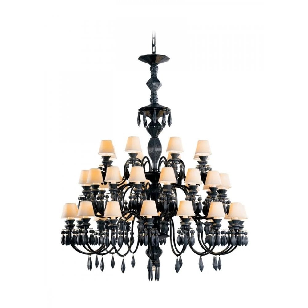 Lladro Belle De Nuit 40 Light Chandelier - Absolute Black
