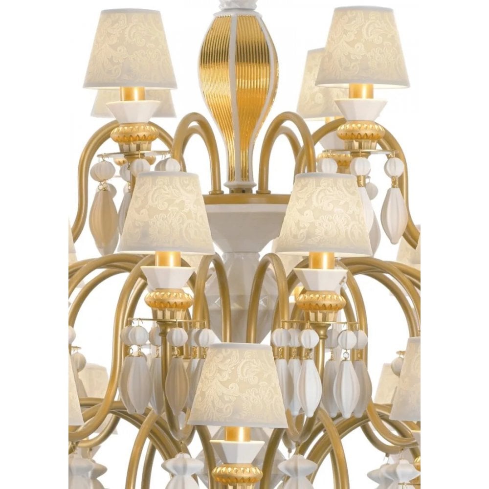 Lladro Belle De Nuit 40 Light Chandelier - Golden Luster