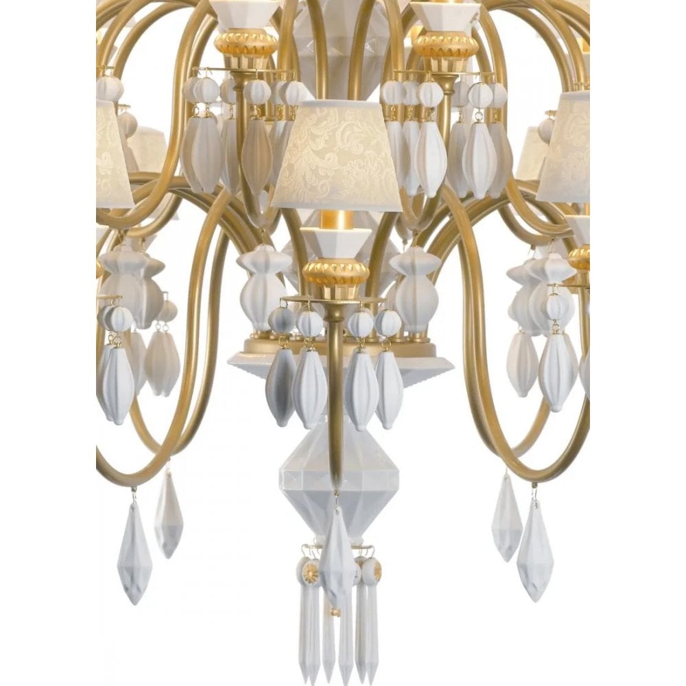 Lladro Belle De Nuit 40 Light Chandelier - Golden Luster