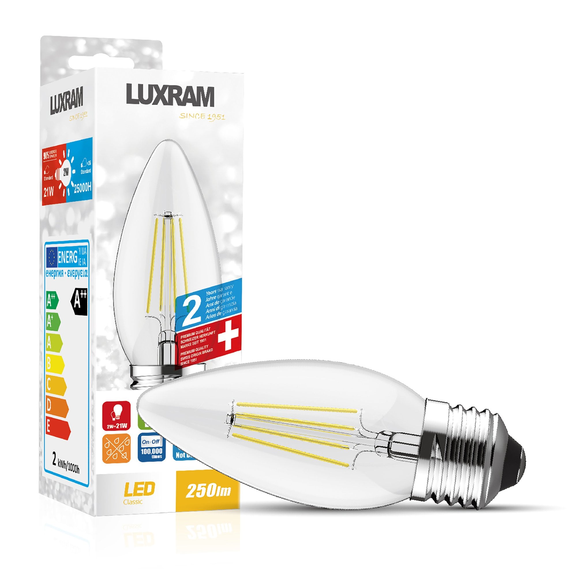 Luxram Value Classic 4W LED Candle E27 Natural White - 4000K (Dimmable)