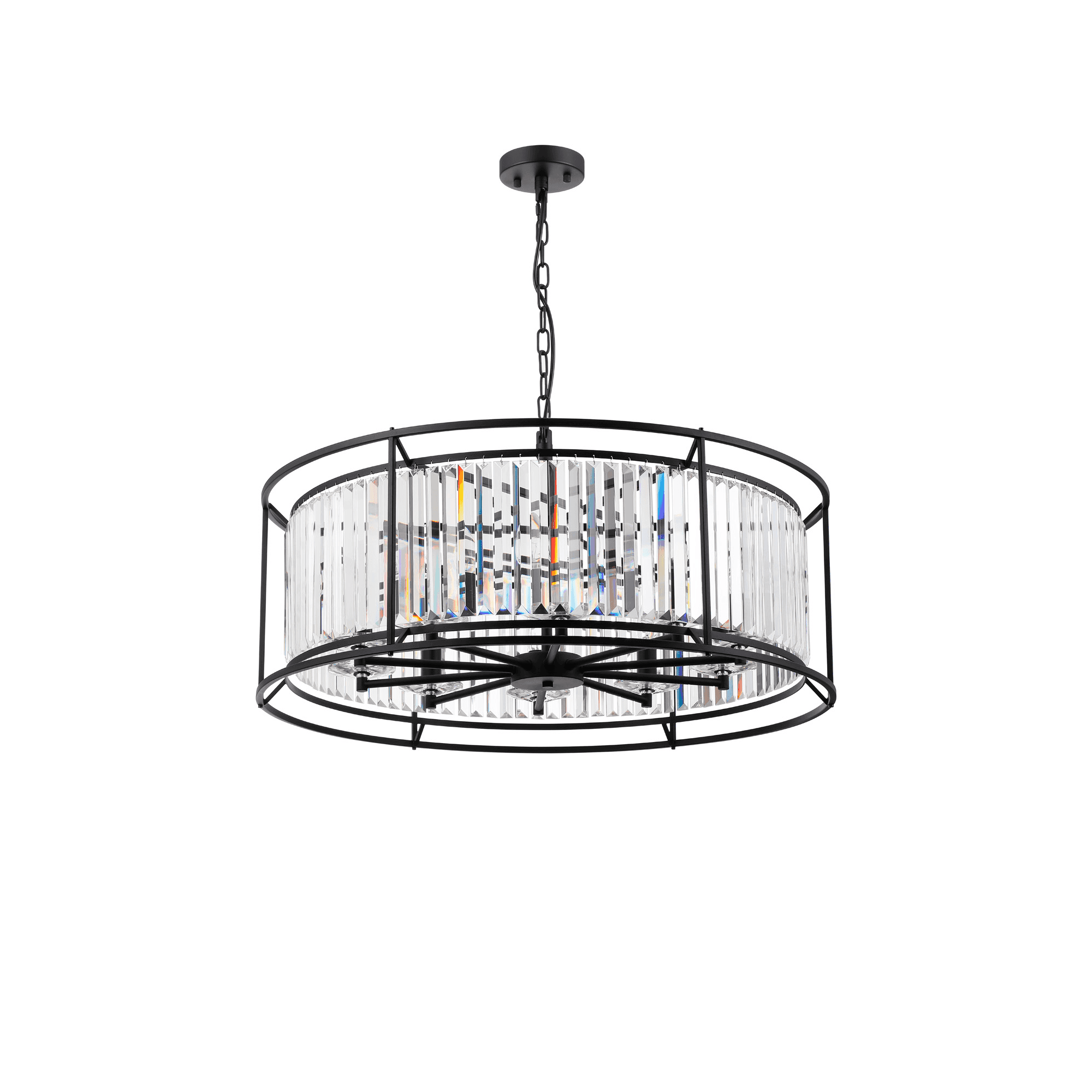 Fabula Oakhurst 10 Light Pendant - Satin Black & Clear Glass