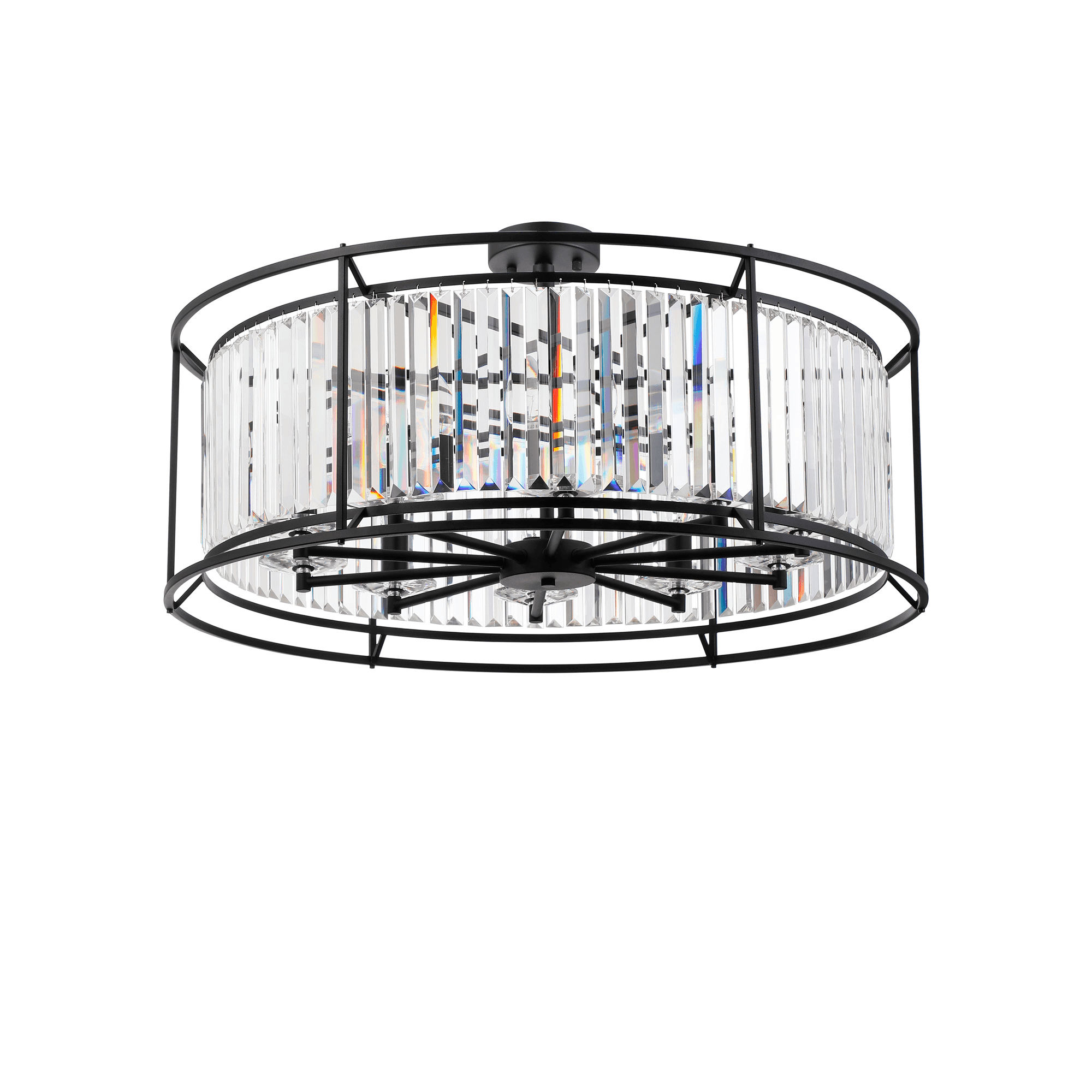 Fabula Oakhurst 10 Light Pendant - Satin Black & Clear Glass