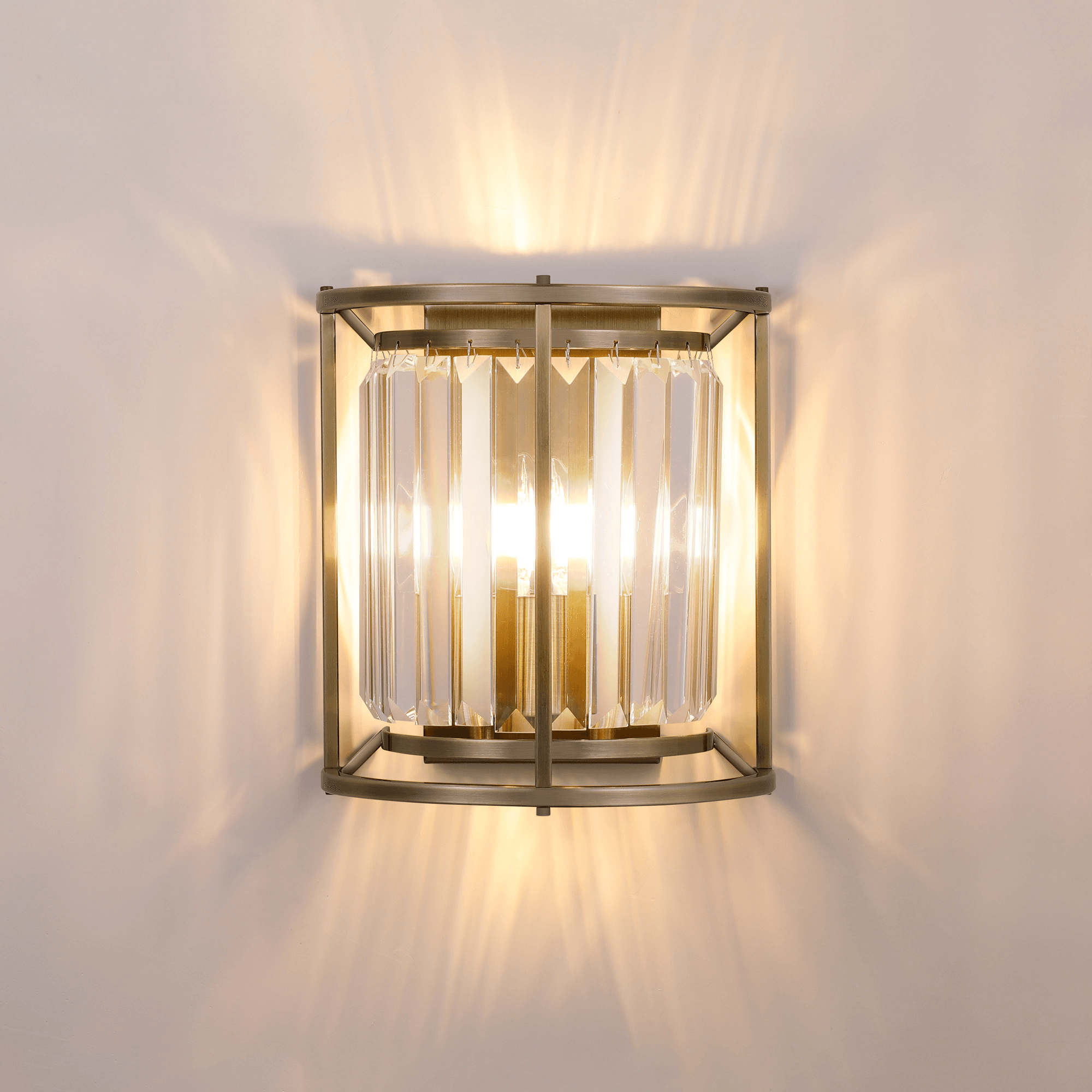 Fabula Oakhurst 2 Light Wall Lamp - Antique Brass & Clear Glass
