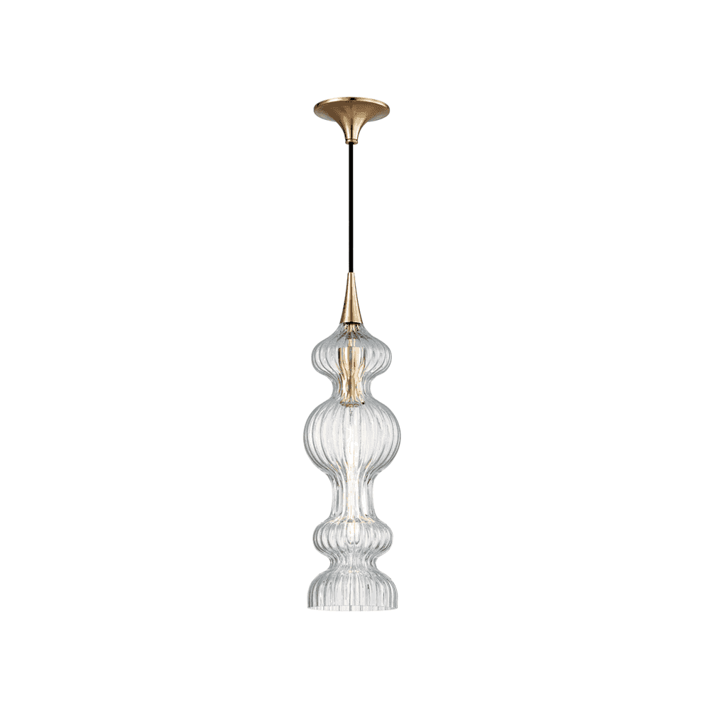 Hudson Valley Pomfret 1 Light Pendant - Aged Brass & Clear Glass