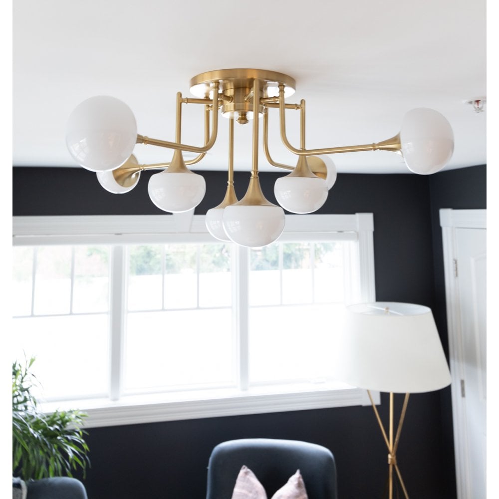 Hudson Valley Fleming 8 Light Semi Flush - Aged Brass