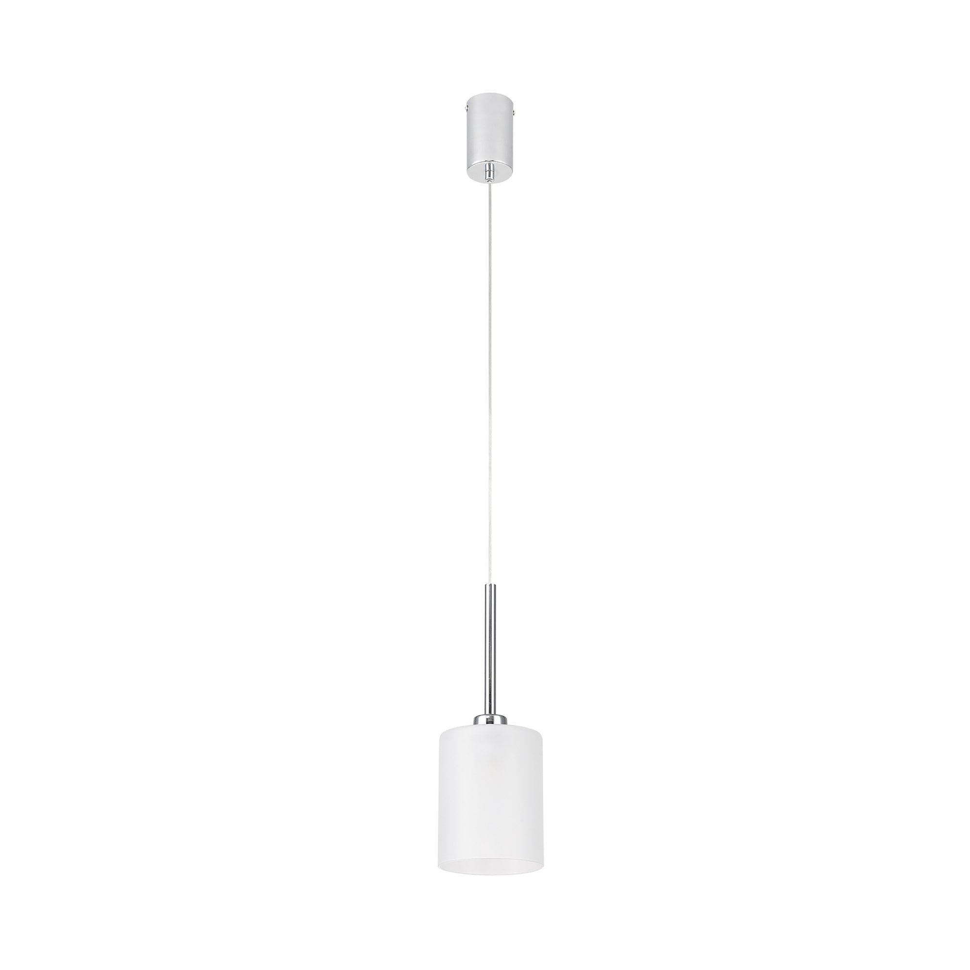 Fabula Tamworth Single Pendant - Medium Cylinder Shade - Polished Chrome & Frosted Glass