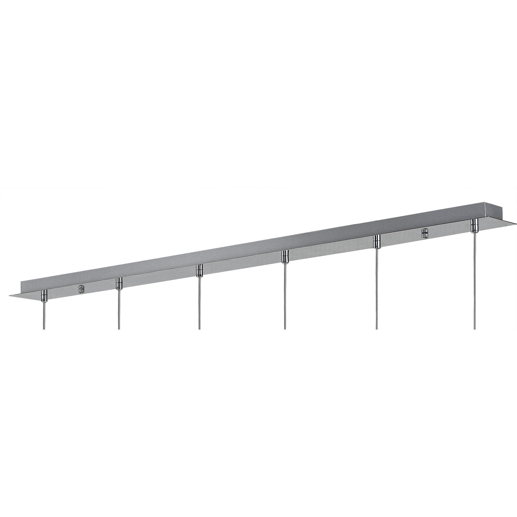 Fabula Tamworth 6 Light Linear Pendant - Medium Cylinder Shades with Clear Outer Glass - Polished Chrome, Frosted & Clear Glass