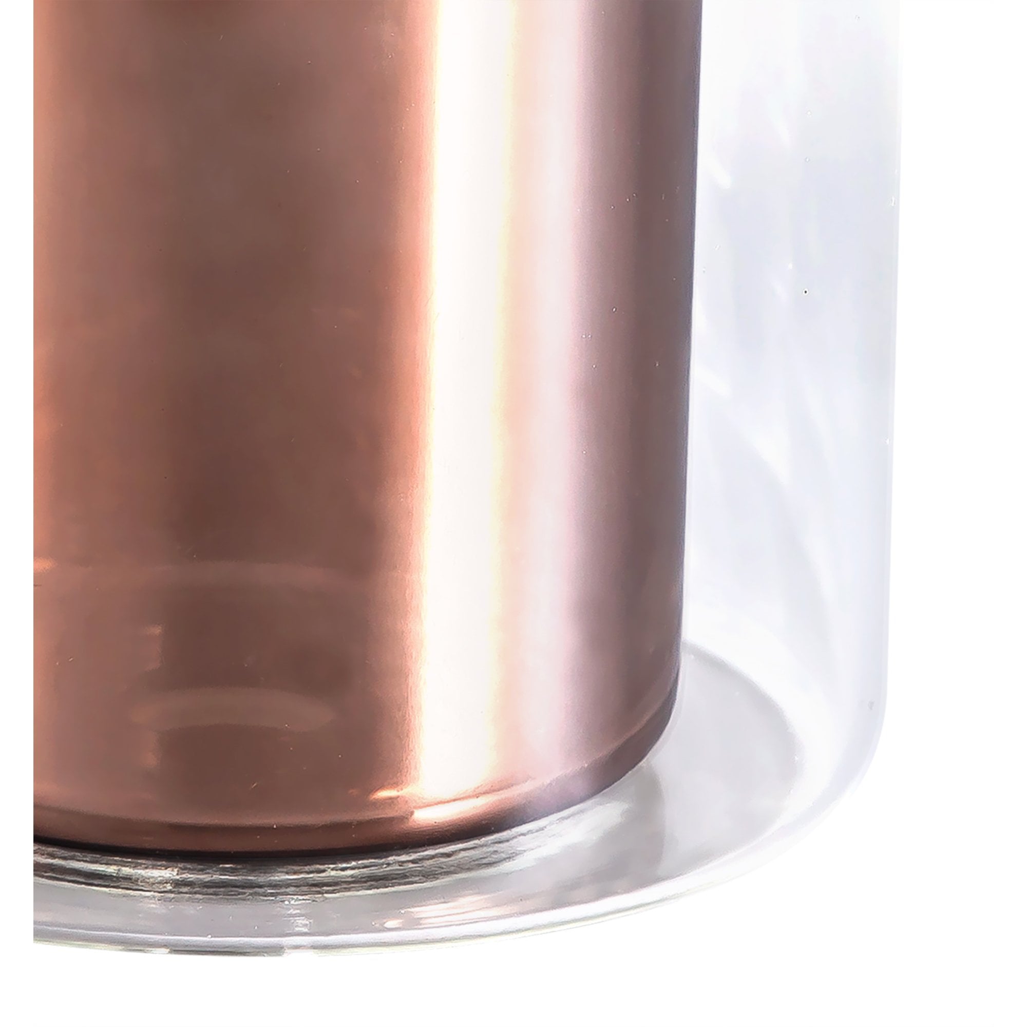 Fabula Tamworth 6 Light Linear Pendant - Medium Cylinder Shades with Clear Outer Glass - Polished Chrome, Copper & Clear Glass