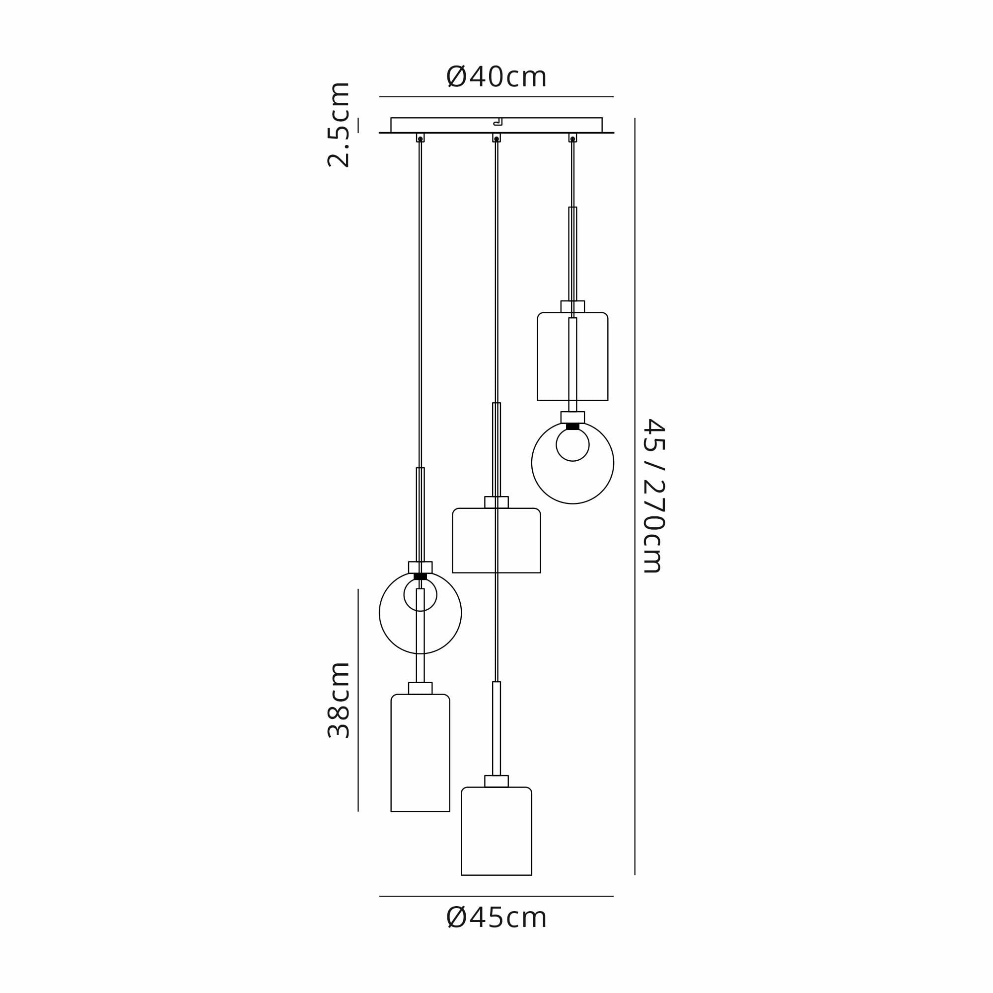 Fabula Tamworth 6 Light Round Pendant - Mixed Shades G - Polished Chrome & Frosted Glass