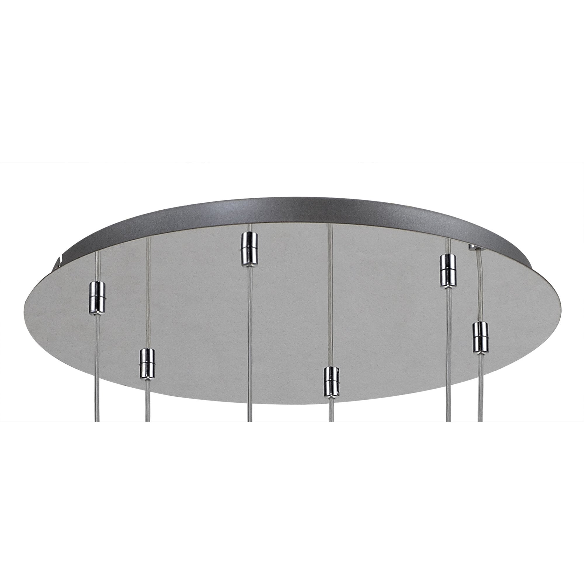 Fabula Tamworth 6 Light Round Pendant - Round Shades with Inner Frosted Globes - Polished Chrome, Smoked & Frosted Glass
