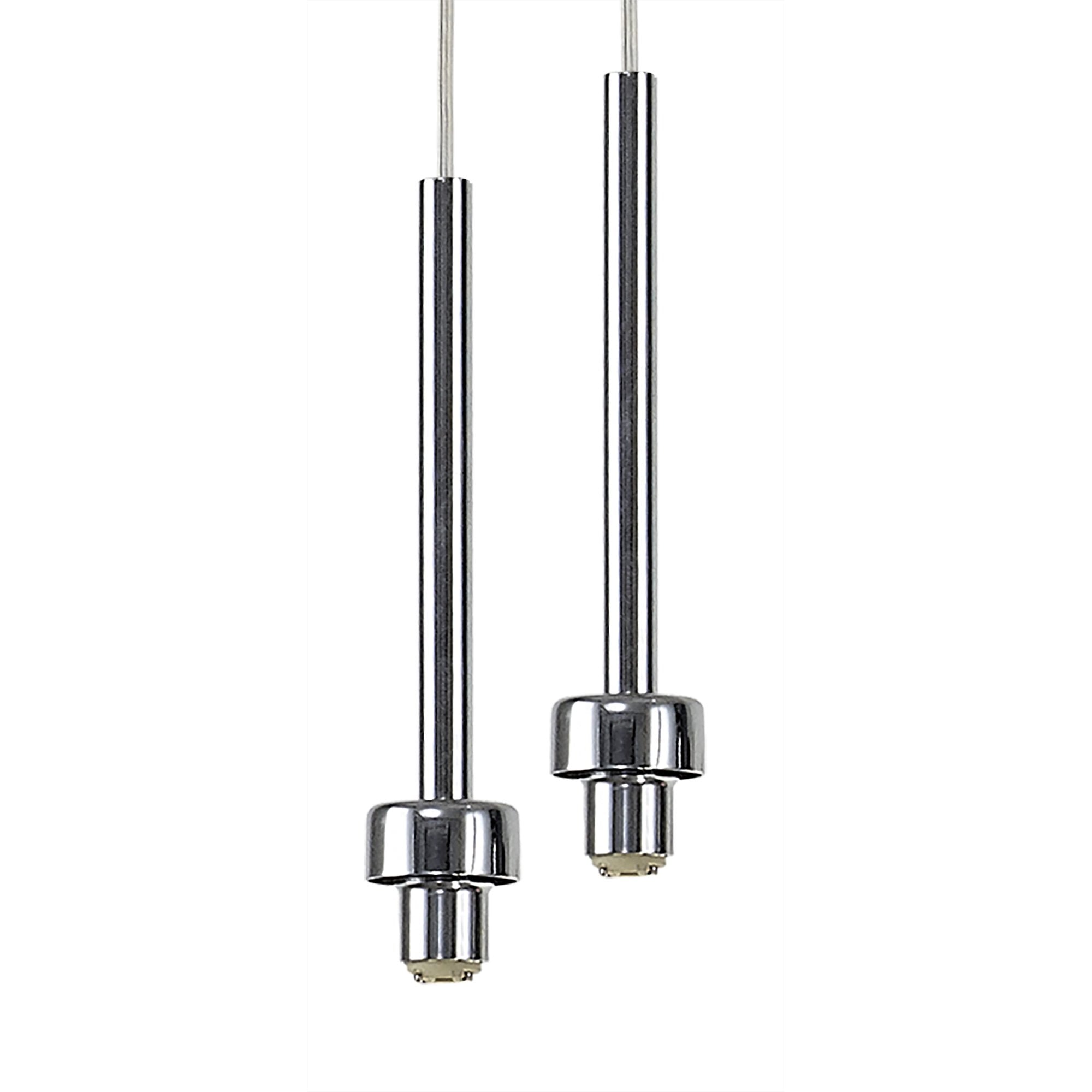 Fabula Tamworth 12 Light Linear Pendant - Medium Cylinder Shades with Clear Outer Glass - Polished Chrome, Frosted, Clear & Cognac Glass