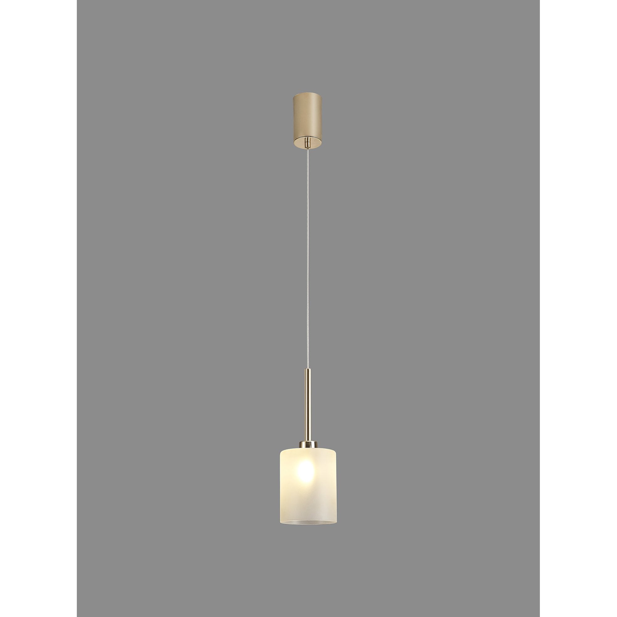 Fabula Tamworth Single Pendant - Medium Cylinder Shade - French Gold & Frosted Glass