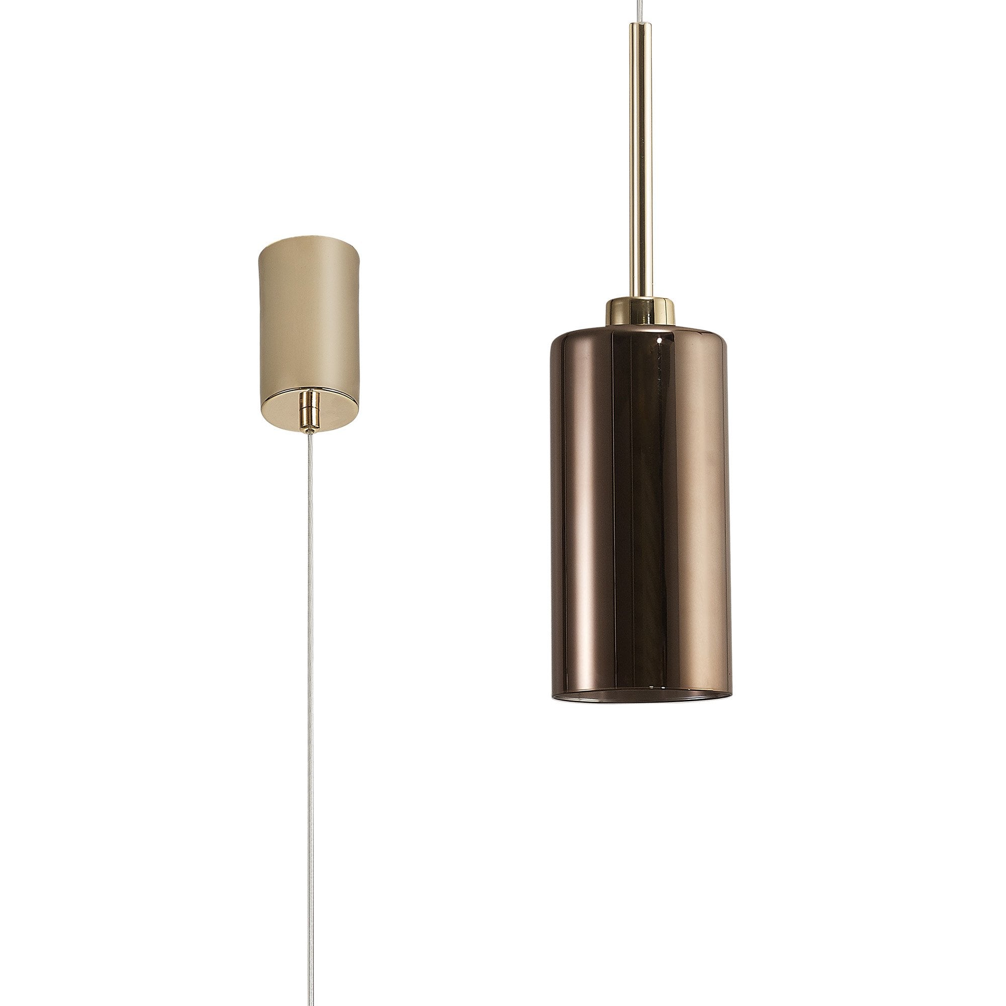 Fabula Tamworth Single Pendant - Tall Cylinder Shade - French Gold & Copper Glass