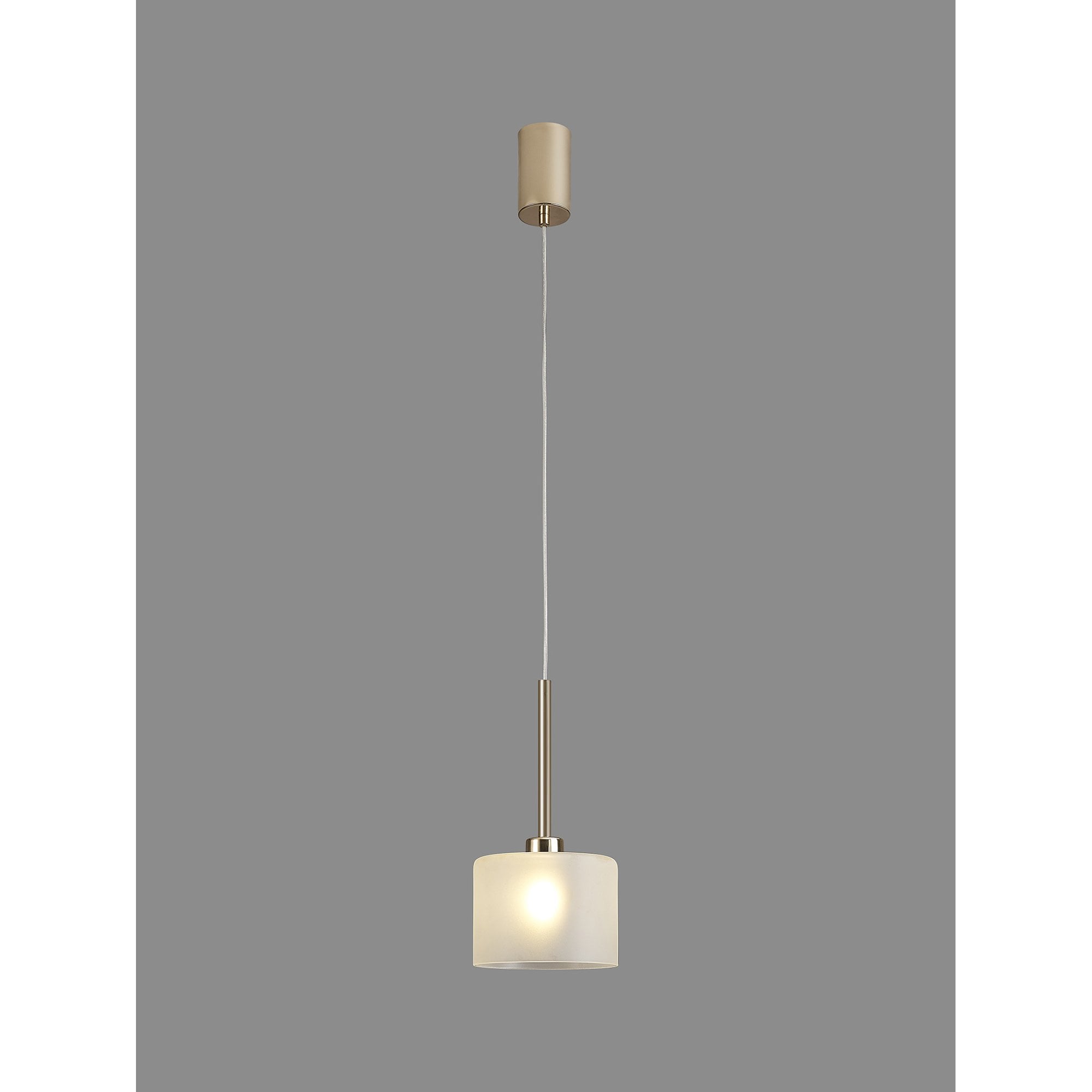 Fabula Tamworth Single Pendant - Short Cylinder Shade - French Gold & Frosted Glass