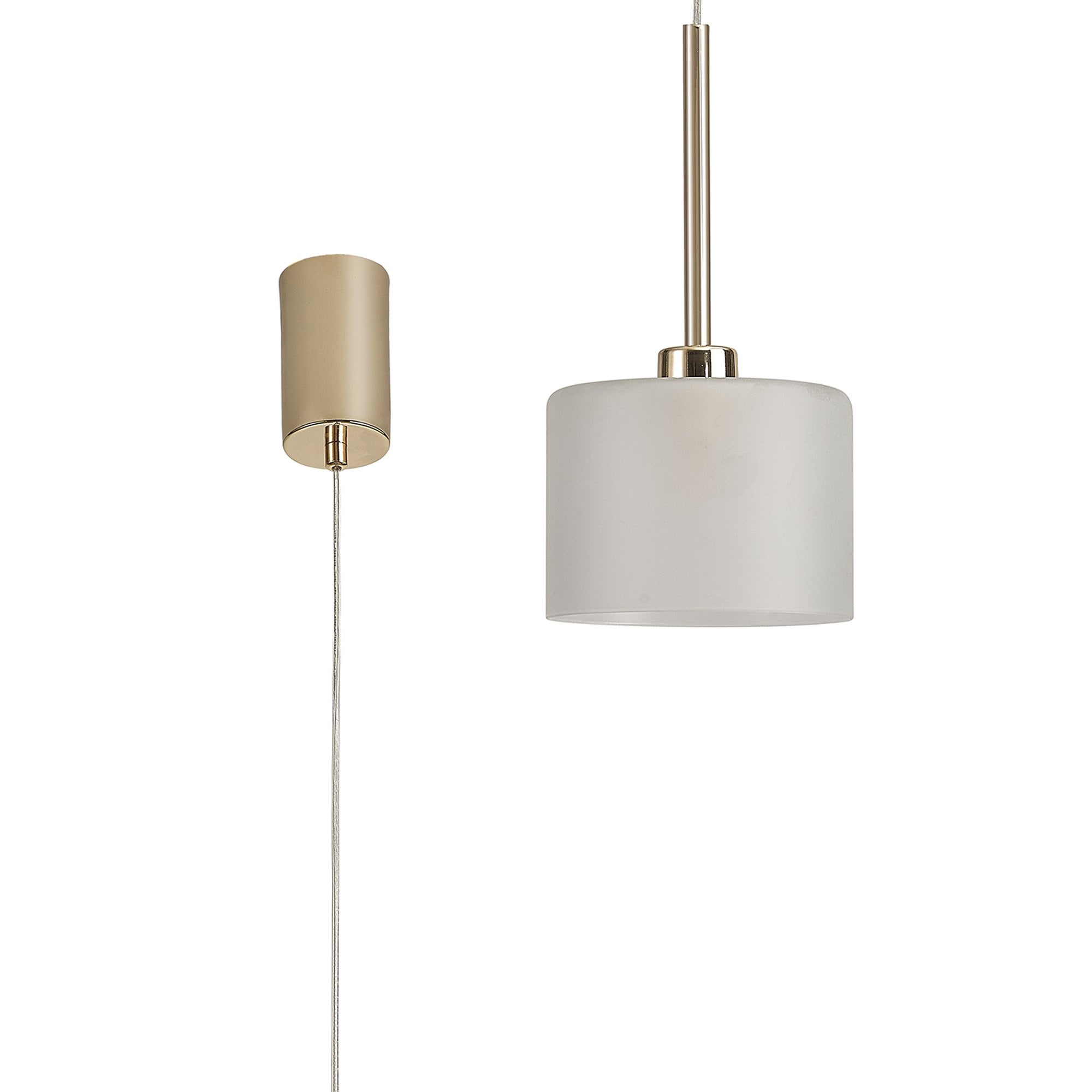 Fabula Tamworth Single Pendant - Short Cylinder Shade - French Gold & Frosted Glass