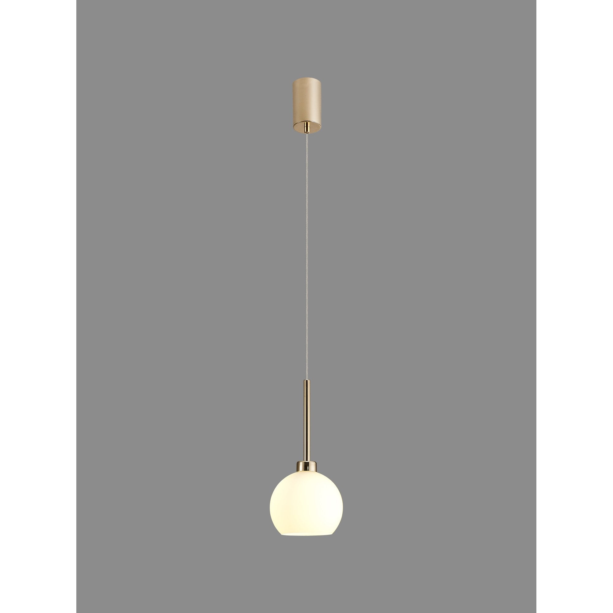 Fabula Tamworth Single Pendant - Round Open Mouth Shade - French Gold & Opal Glass