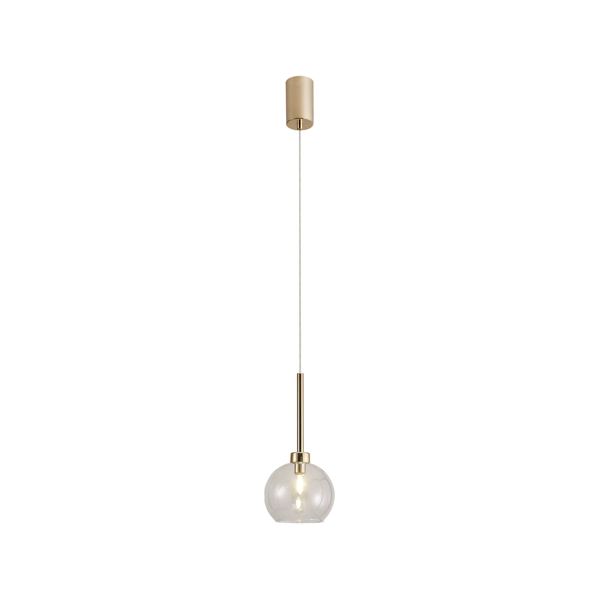 Fabula Tamworth Single Pendant - Round Open Mouth Shade - French Gold & Clear Glass